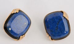 Large Lapis Lazuli and Onyx Earrings