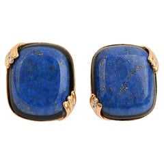 Large Lapis Lazuli and Onyx Earrings