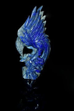 Sculpture d'aigle en Lapis Lazuli 11" Pierre précieuse bleue