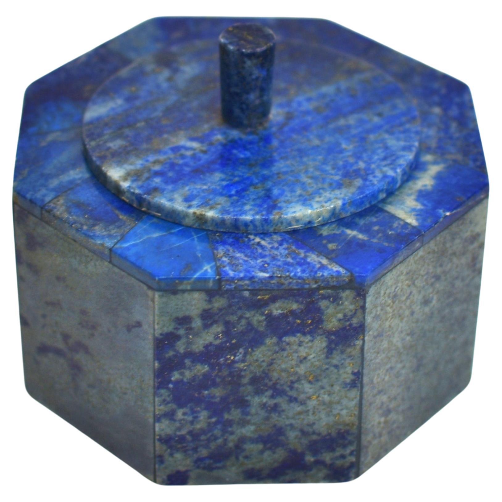 Caja hexagonal grande de lapislázuli 4
