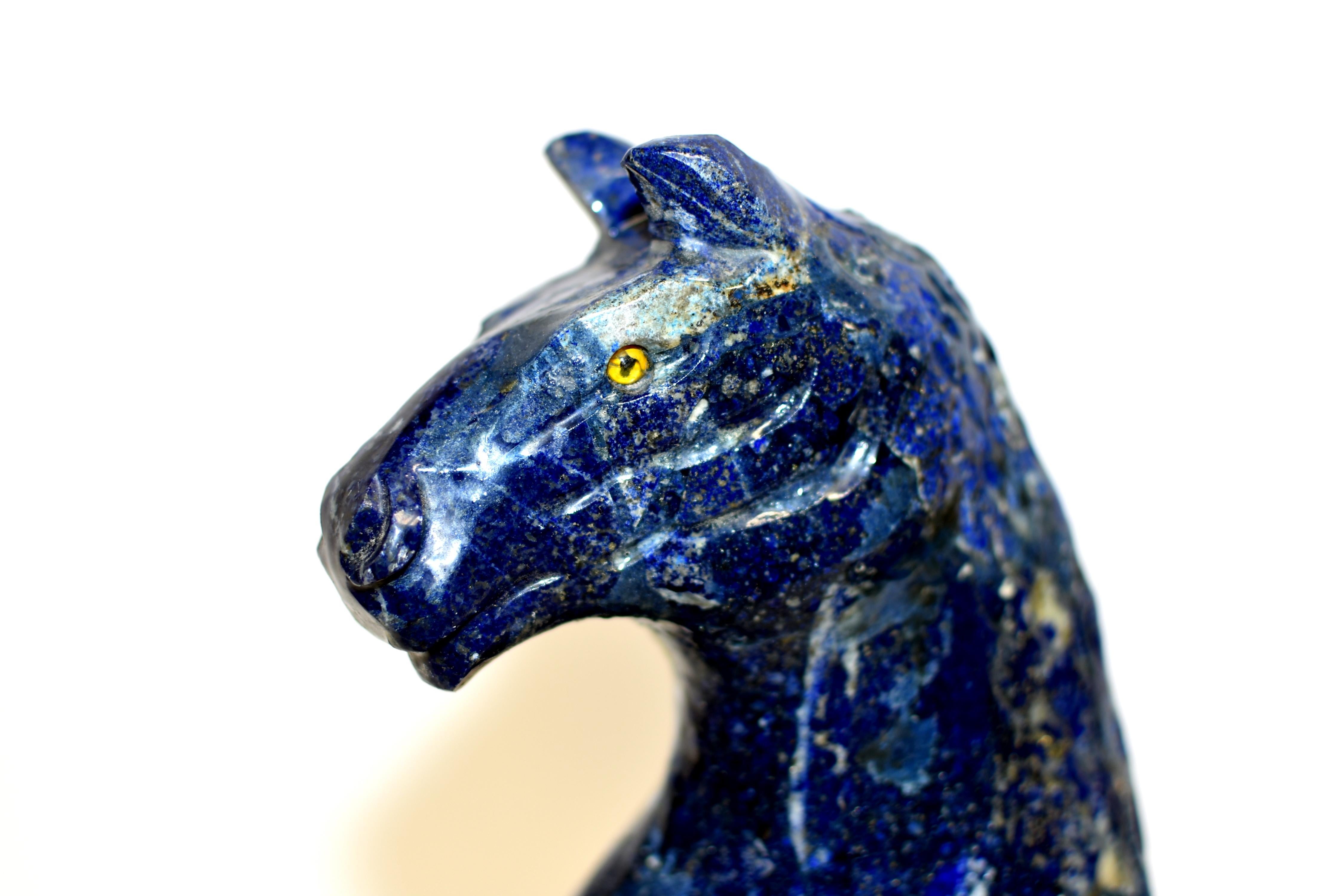 Incrusté Grand cheval en lapis-lazuli de 11 lb
