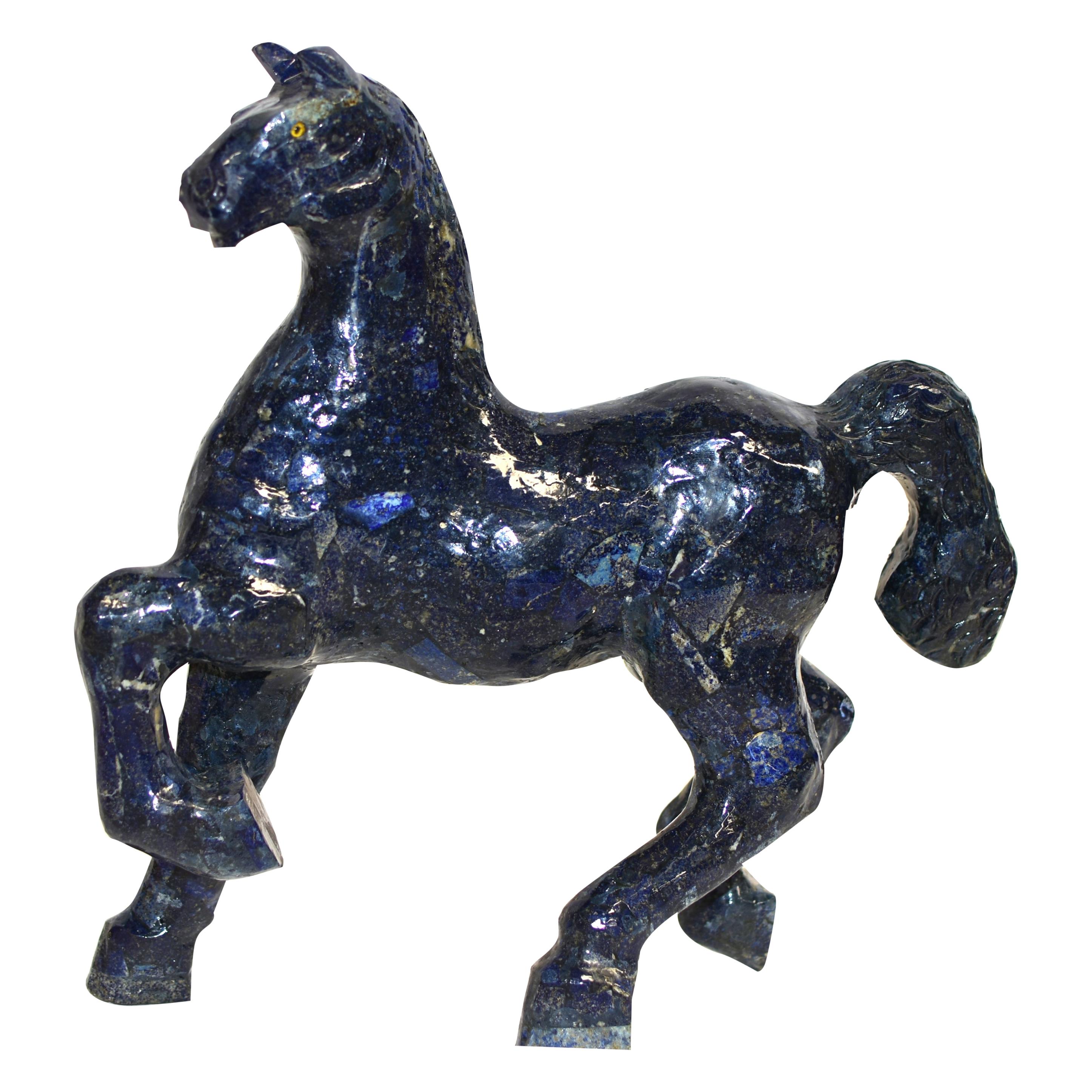 Grand cheval en lapis-lazuli de 11 lb