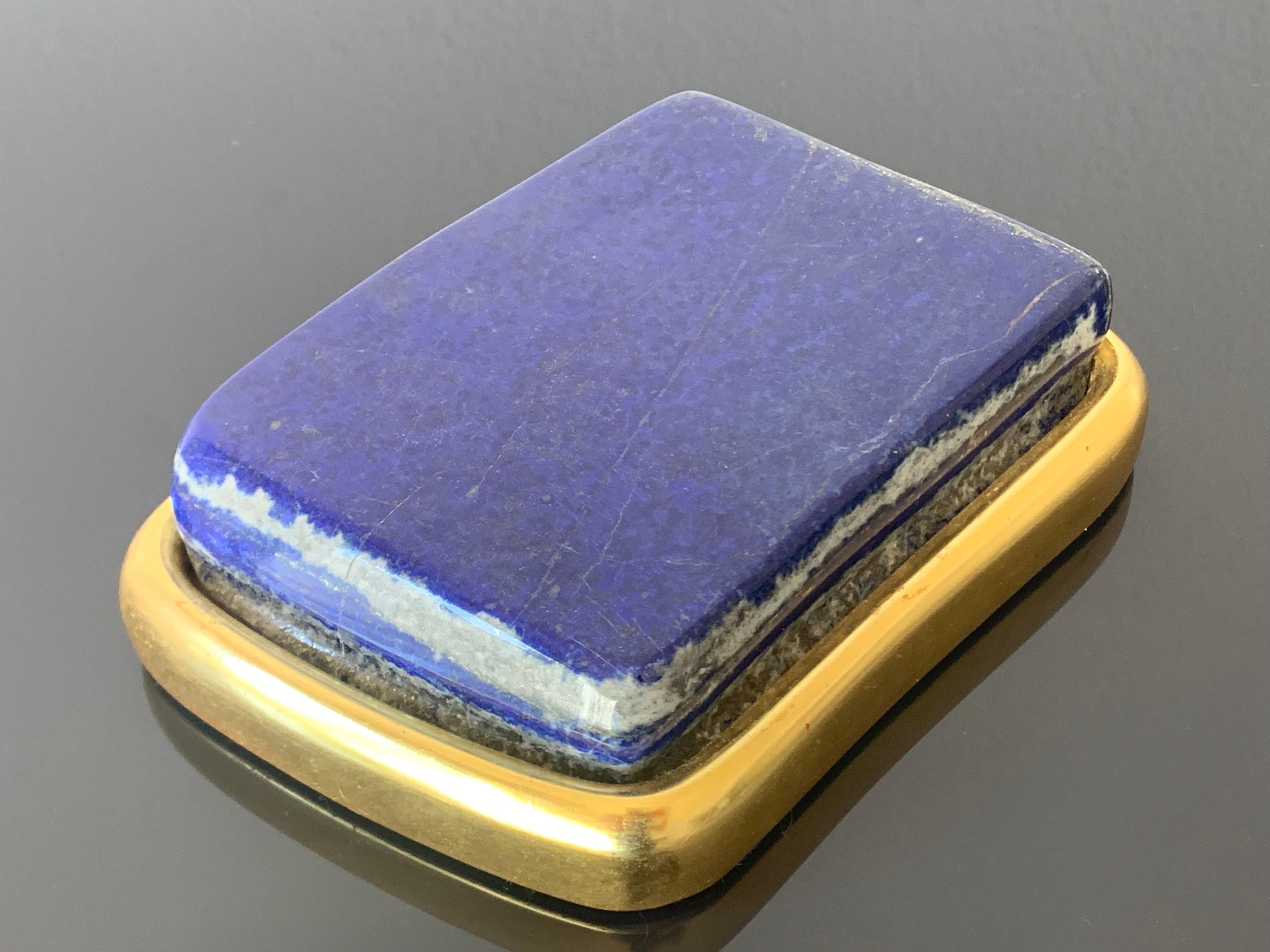 Gold Leaf Large Lapis Lazuli Paperweight in 22-Karat Gold Setting