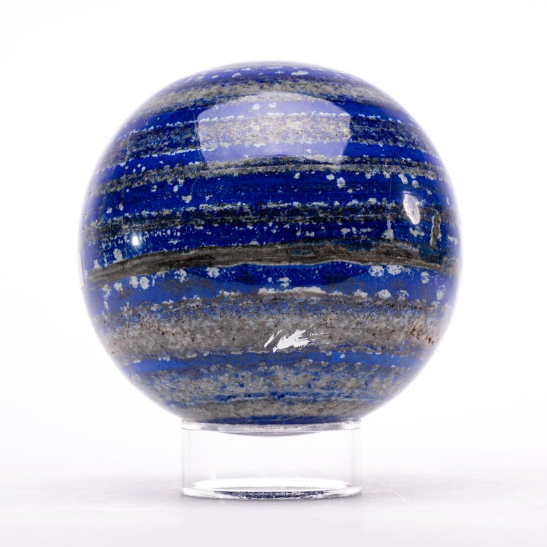 Organic Modern Large Lapis Lazuli Sphere from Afghanistan in Acrylic Base For Sale