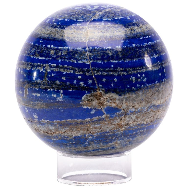 Large Lapis Lazuli Sphere from Afghanistan in Acrylic Base For Sale
