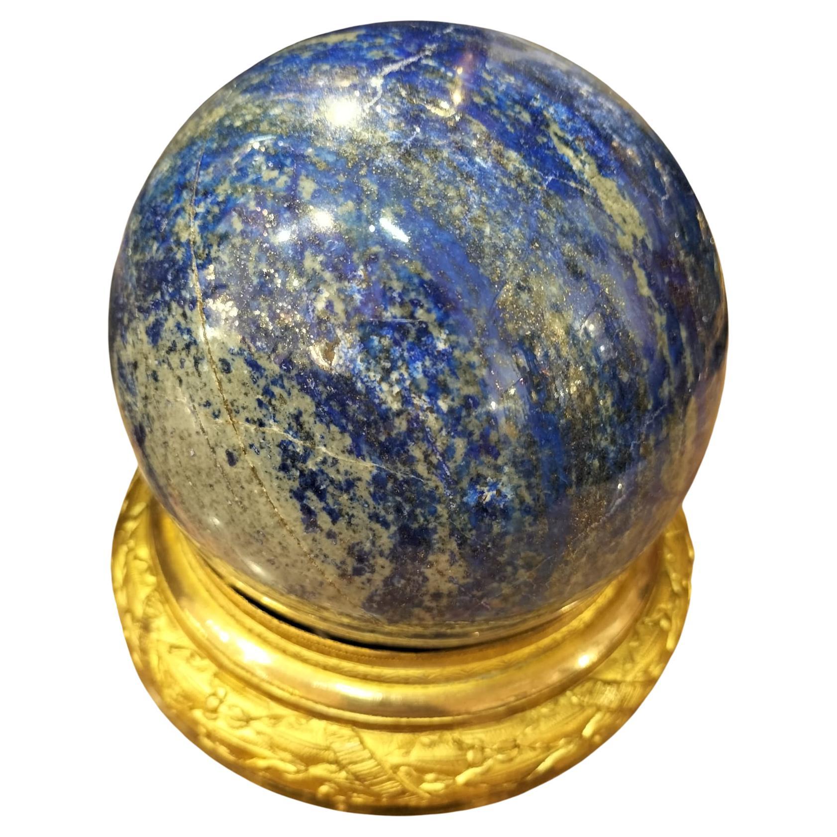 Large Lapis Lazuli Sphere from Afghanistan on a 19th French Gilded Base
