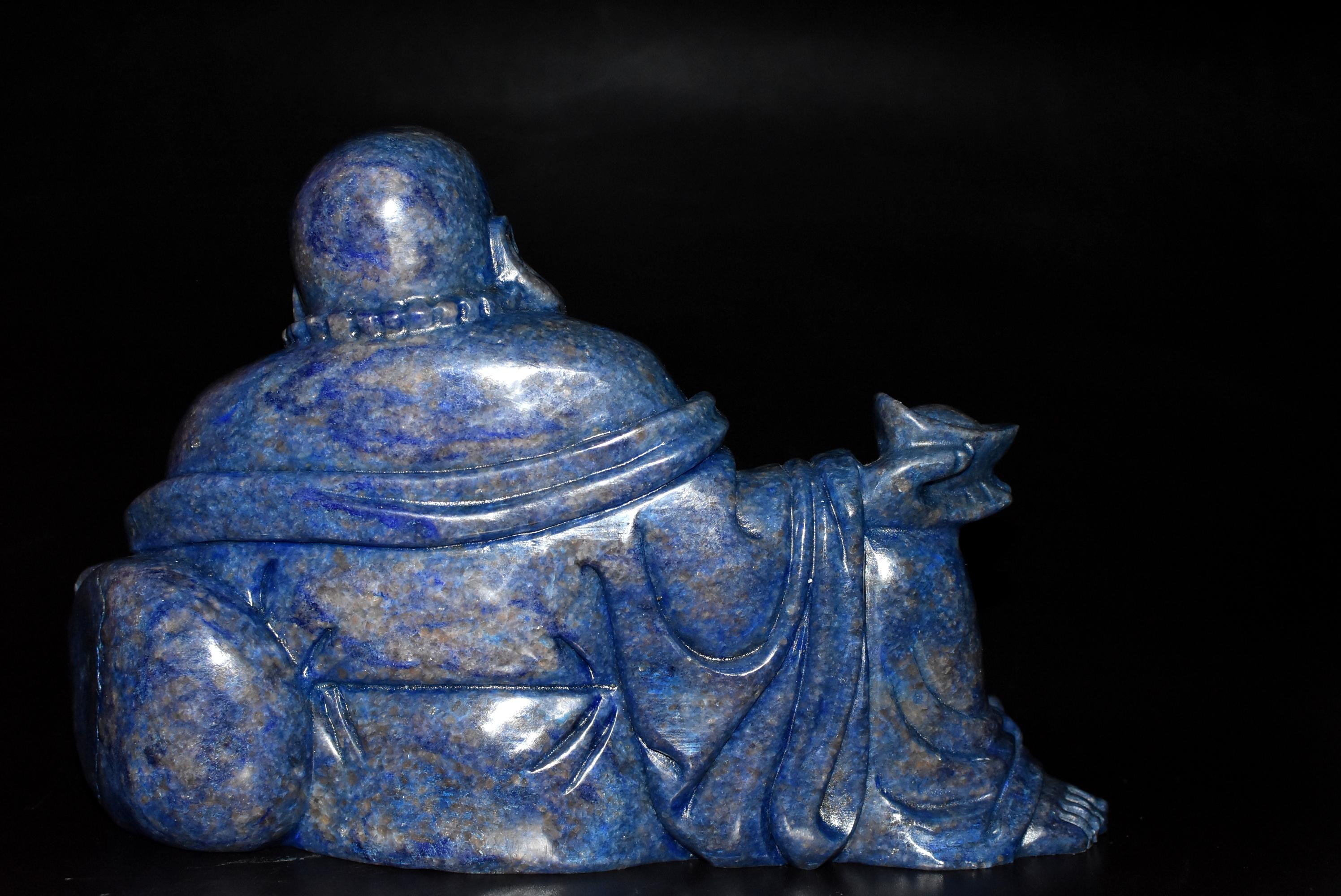 Large Lapis Lazuli Wealth Buddha Statue, 6.6 lb 8