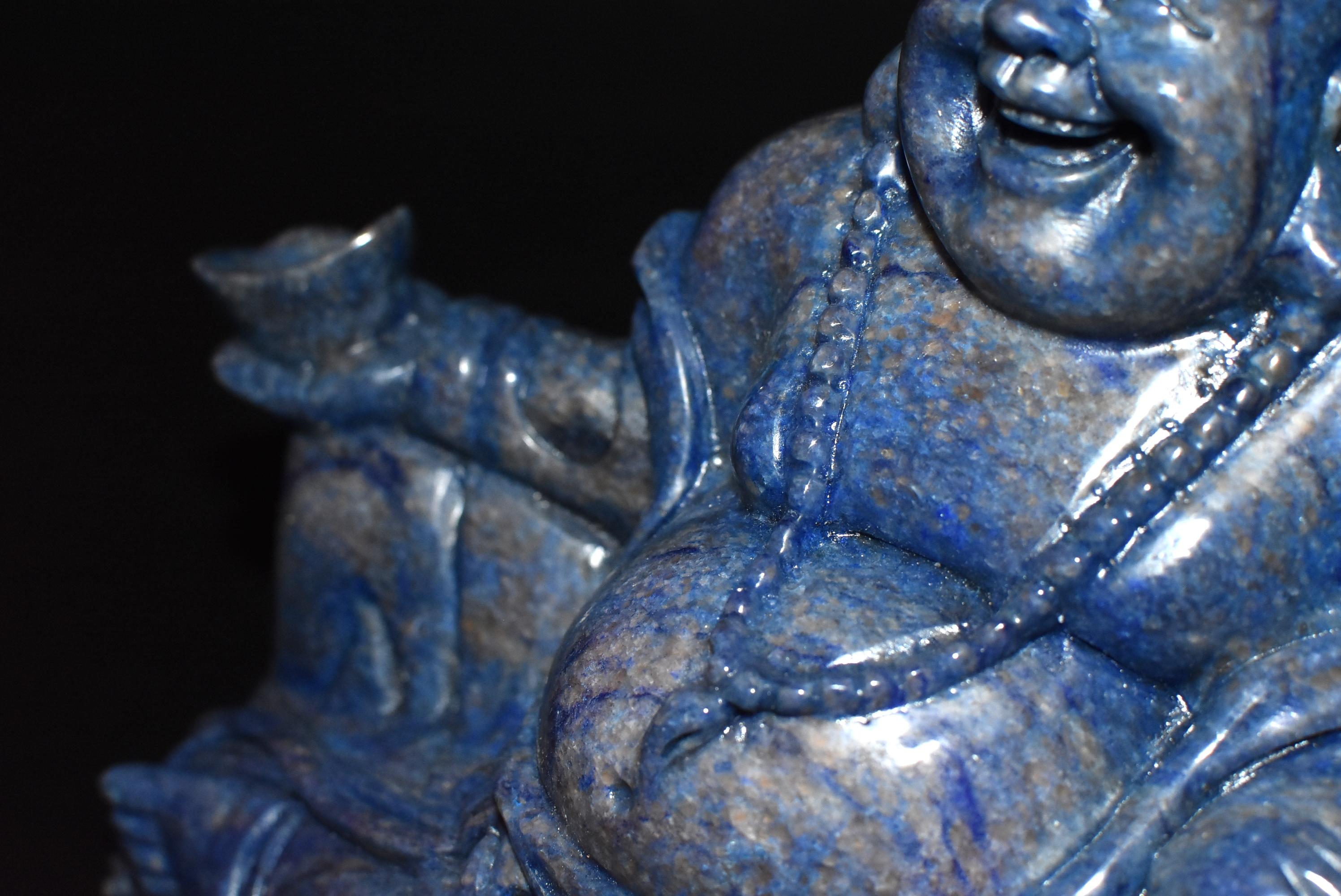 Large Lapis Lazuli Wealth Buddha Statue, 6.6 lb 10