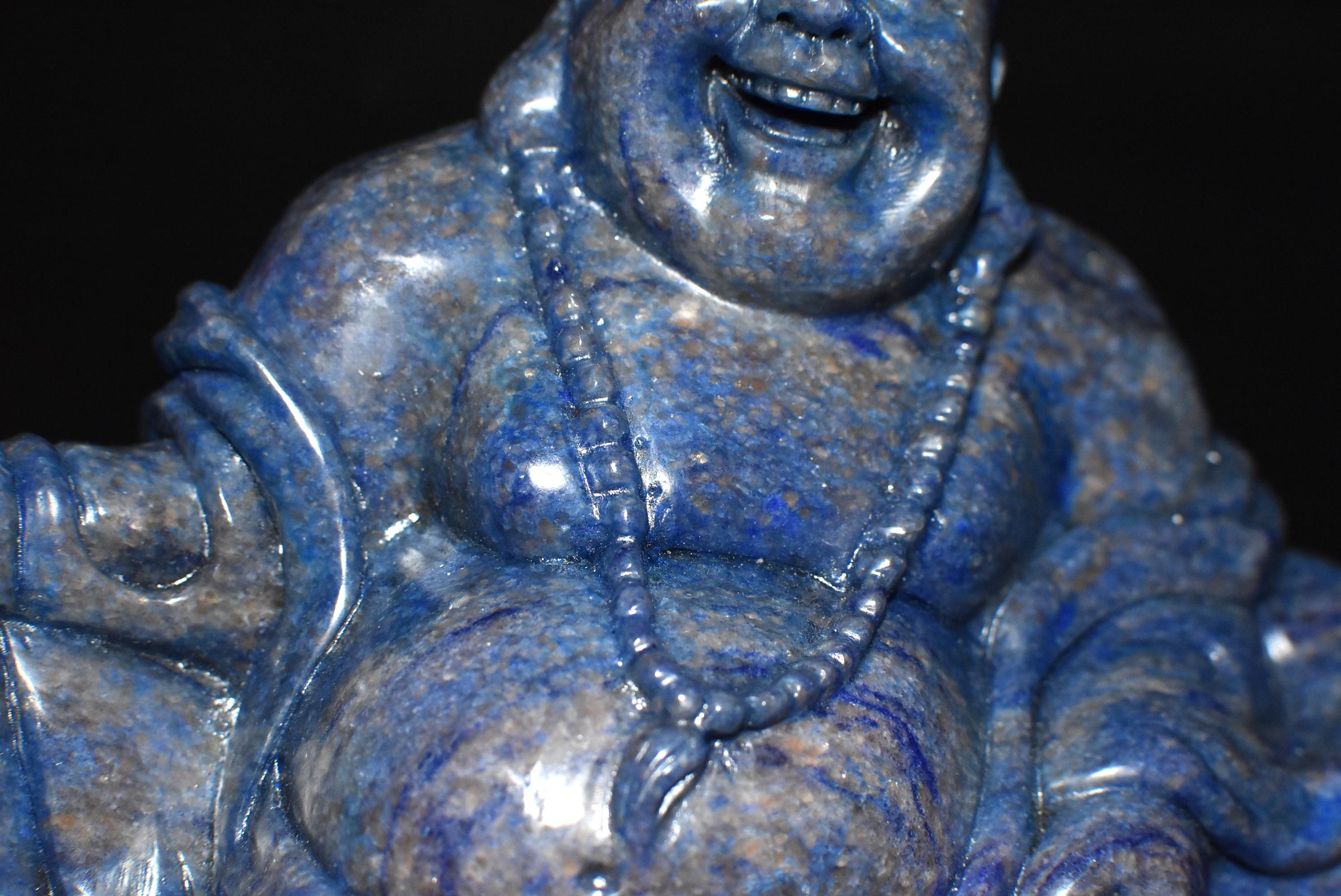 Large Lapis Lazuli Wealth Buddha Statue, 6.6 lb 12
