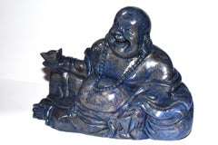 Large Lapis Lazuli Wealth Buddha Statue, 6.6 lb