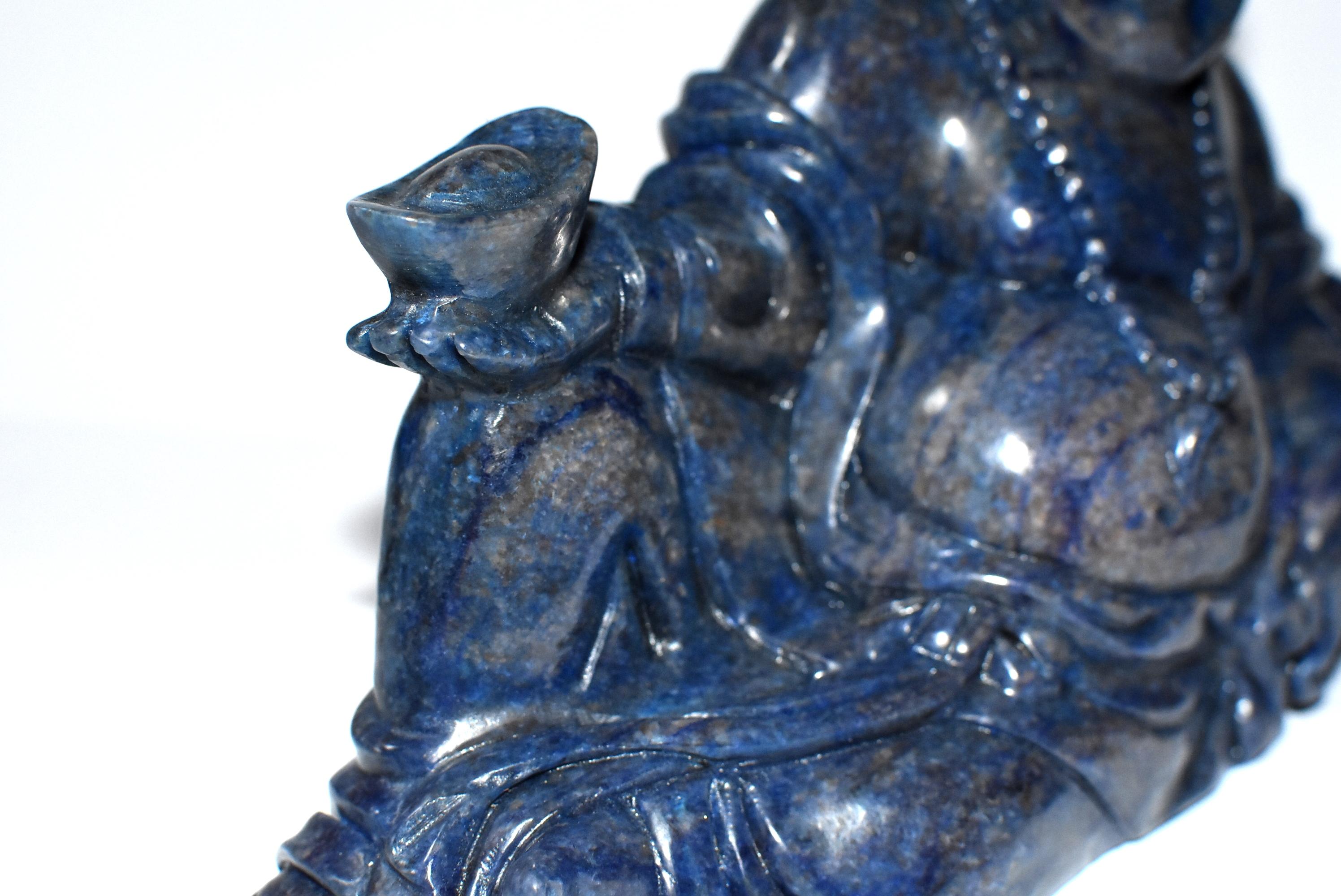 Large Lapis Lazuli Wealth Buddha Statue, 6.6 lb 1