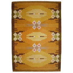 Large Swedish Flat-Weave Rölakan Carpet by Ingegerd Silow, 1960s