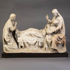 Large Medieval 15th Century Religious Hand Carved Marble Sculpture Group