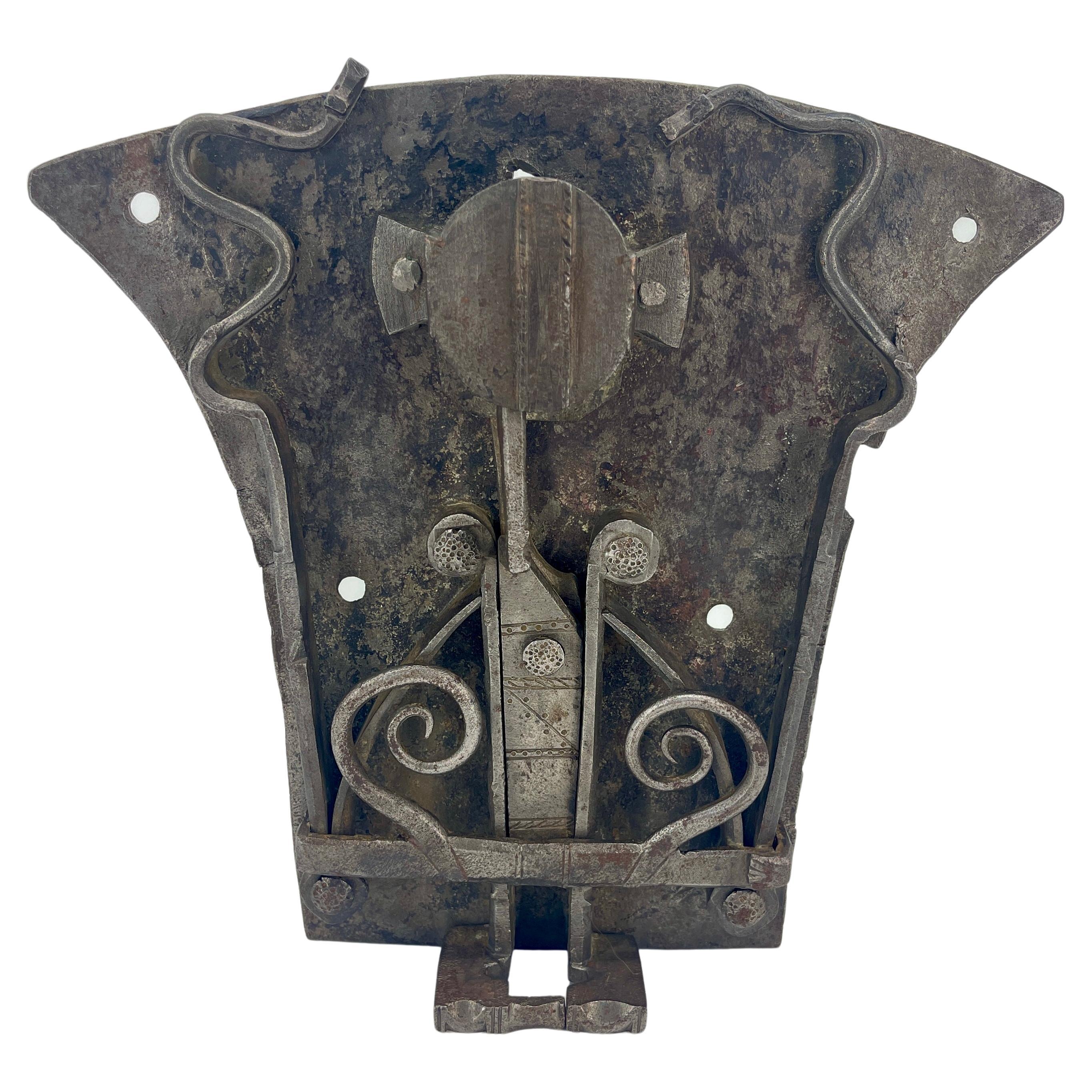 Hand-Crafted Large Late 17th Century Baroque Iron Door Lock For Sale