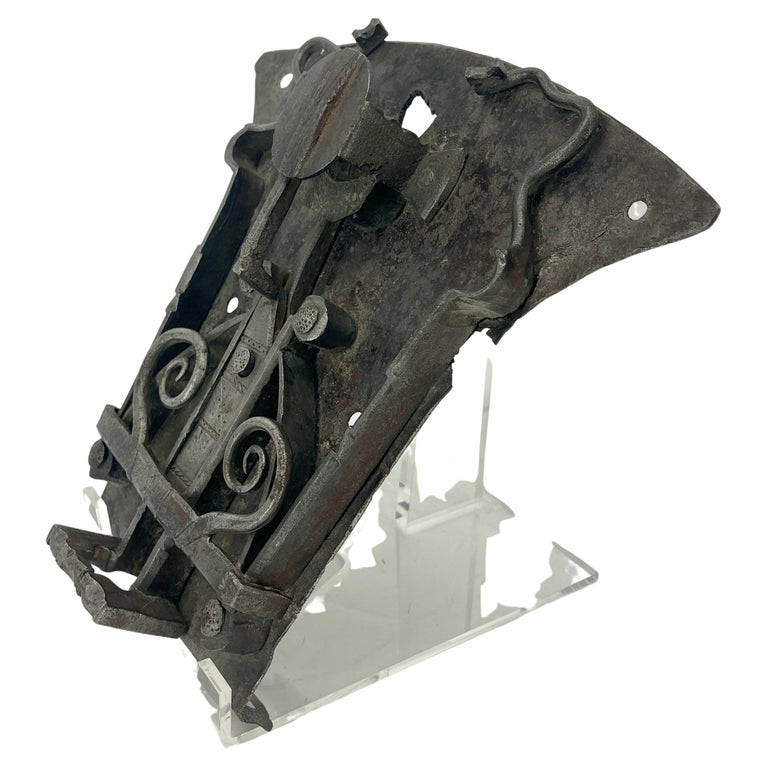 Wrought Iron Large Late 17th Century Baroque Iron Door Lock For Sale