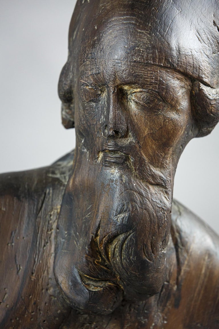 Large Late 17th Century Portrait Bust Carving of a Bishop at 1stDibs