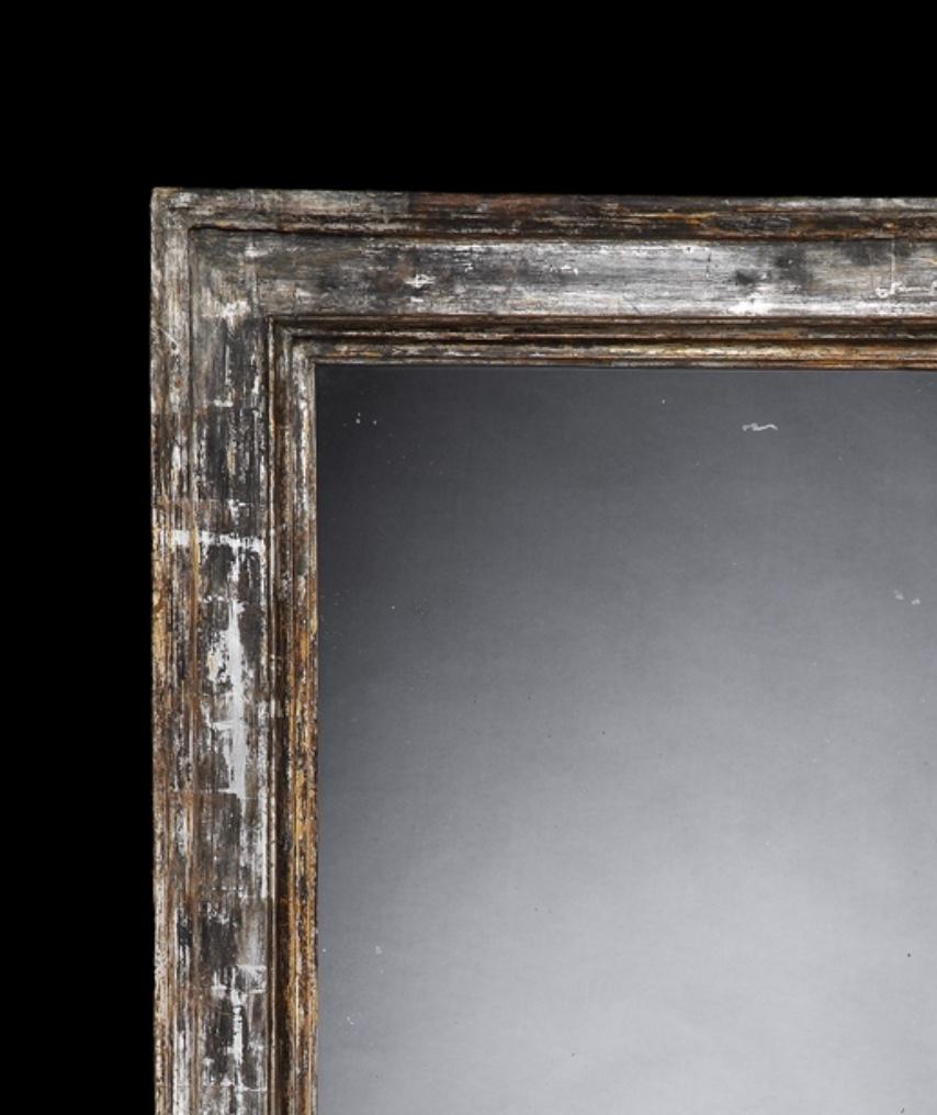 17th Century Large Italian Silver Leaf Rectangular Framed Mirror For Sale