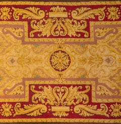 Grande tappeto colorato del 19° secolo, antico tappeto europeo neoclassico per corridoi e corridoi