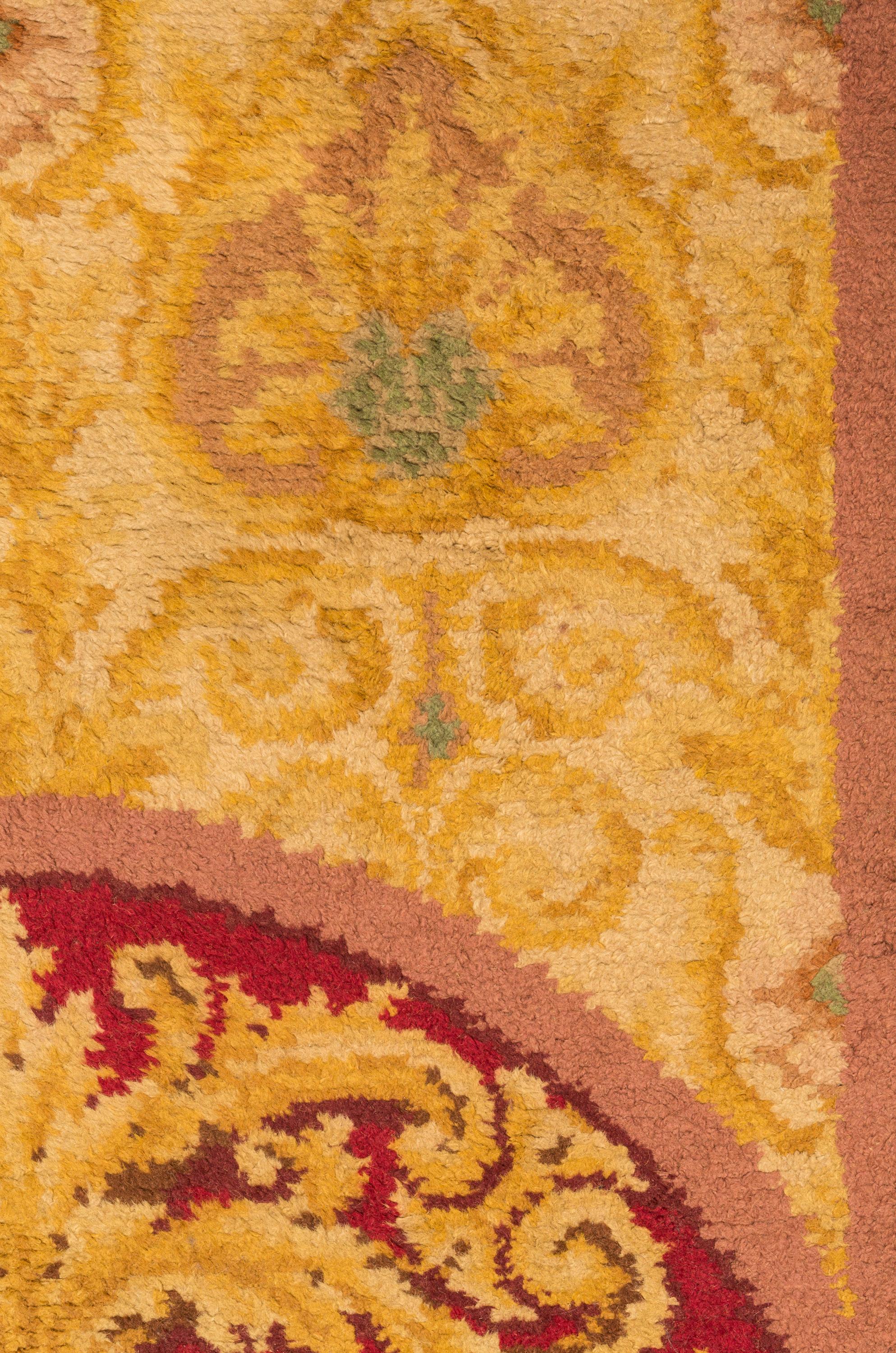 Wool Large Colorful 19th Century Antique European Neoclassical Hallway, Runner Carpet For Sale