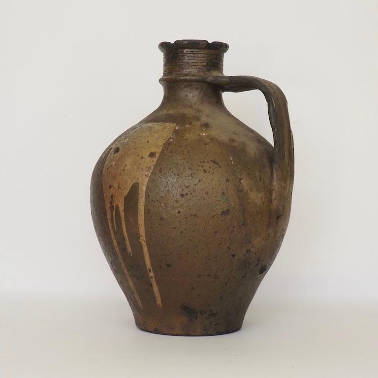 Fired Large Late 18th Century Antique Portuguese Stoneware Jug