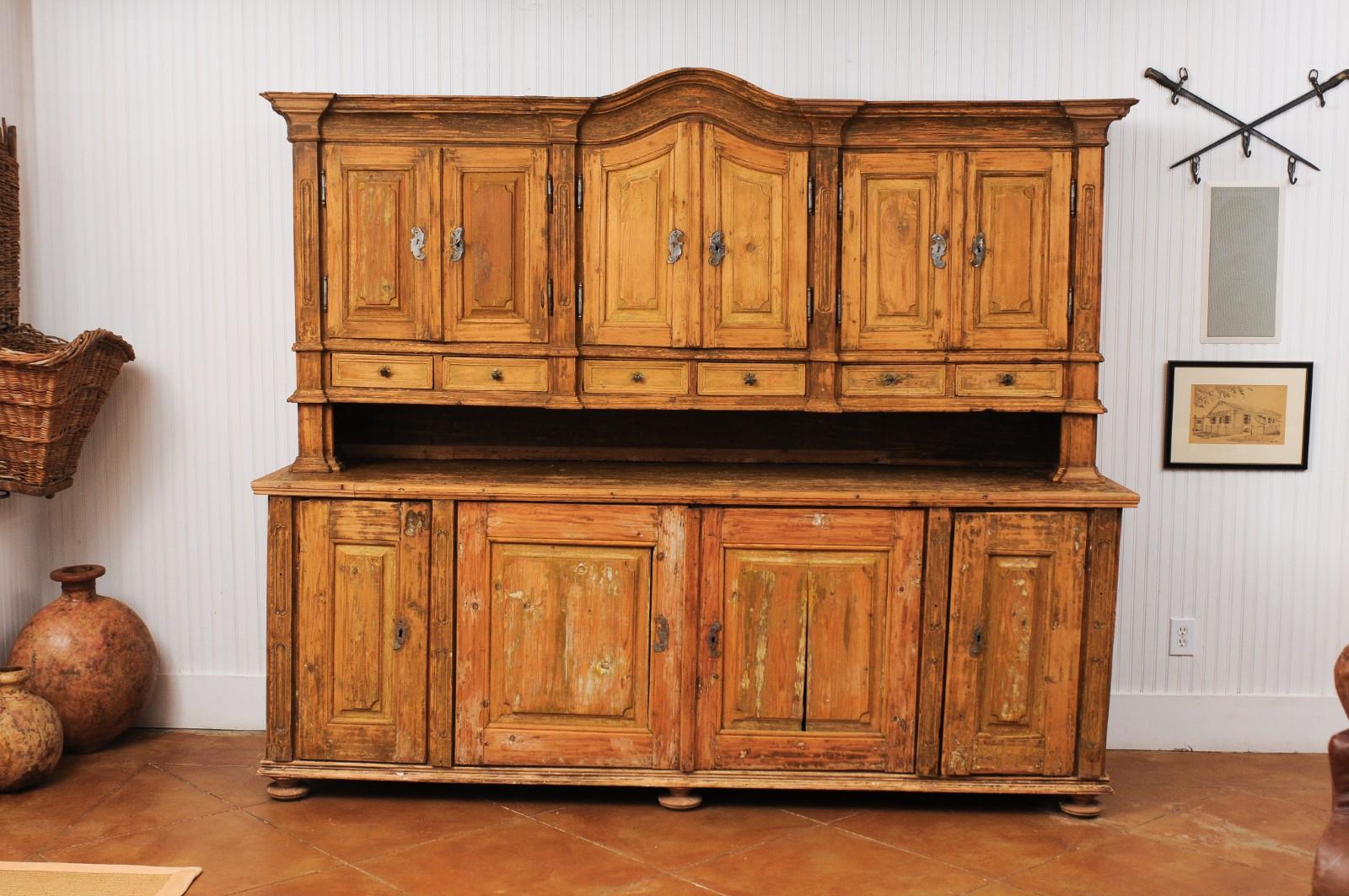 Rustic Large Late 18th Century French Buffet à Deux-Corps from a Monastery Near Avignon