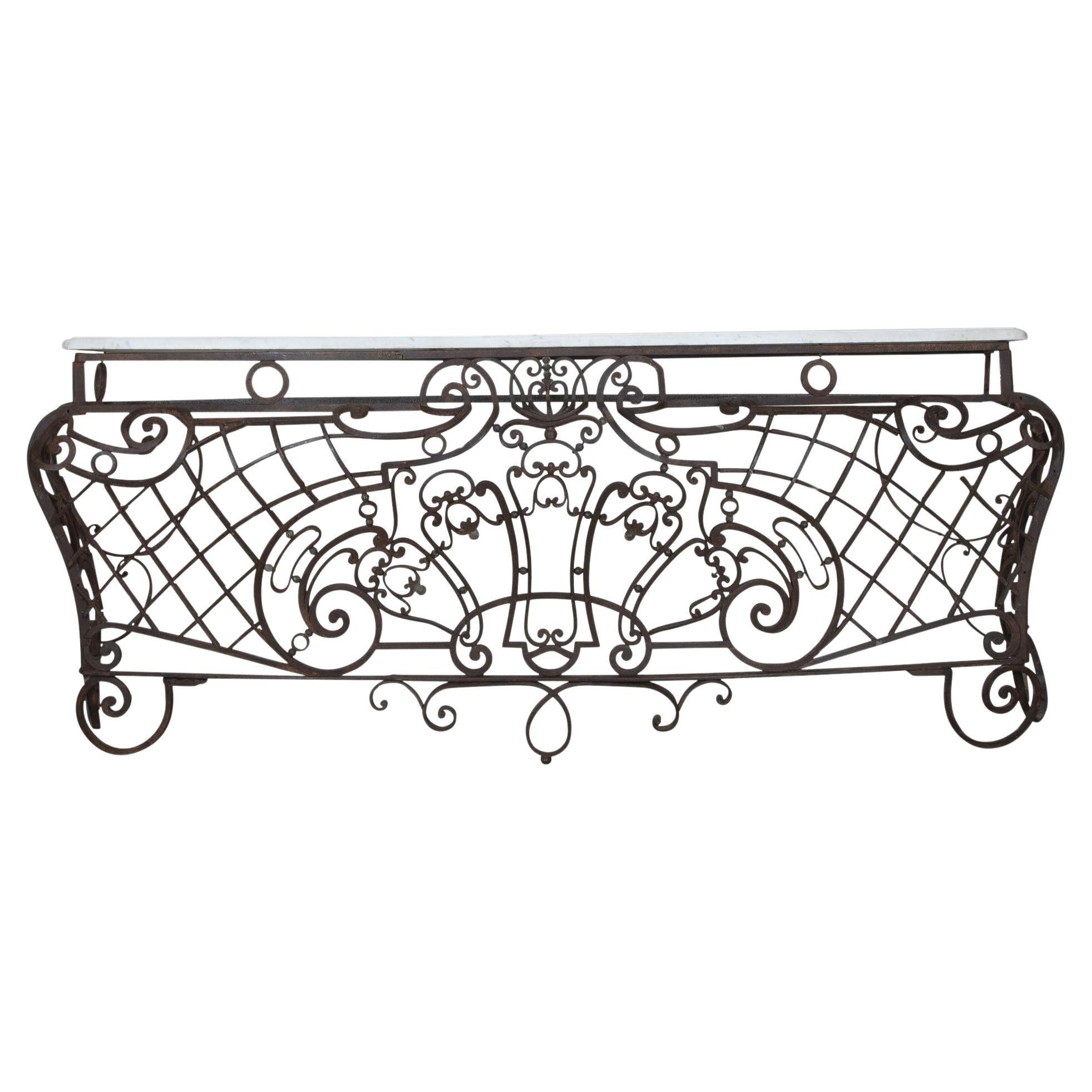 Large Late 18th Century French Hand-Forged Iron Balcony Console