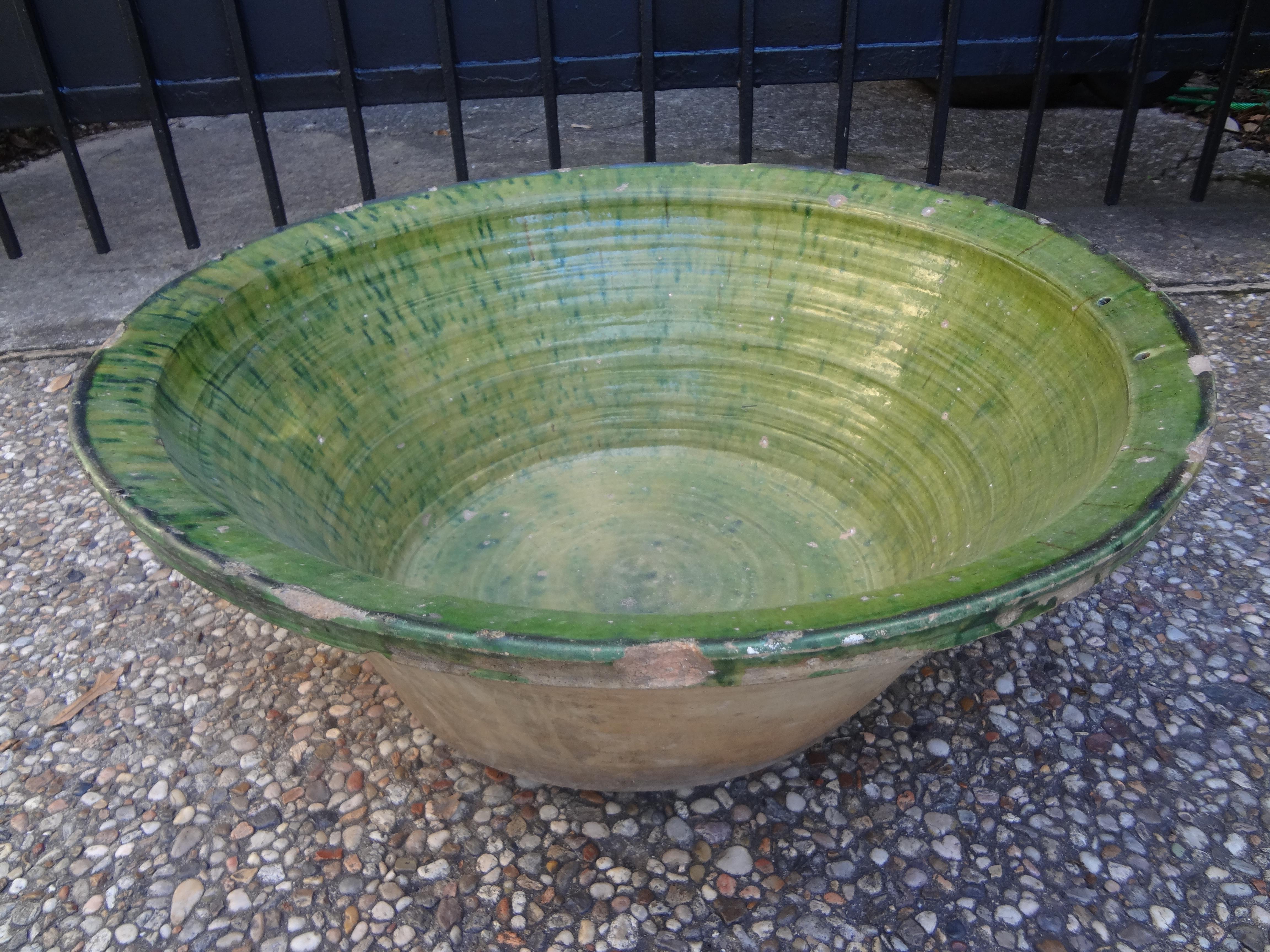 Large Late 18th-Early 19th Century French Pottery Dough Bowl For Sale 1