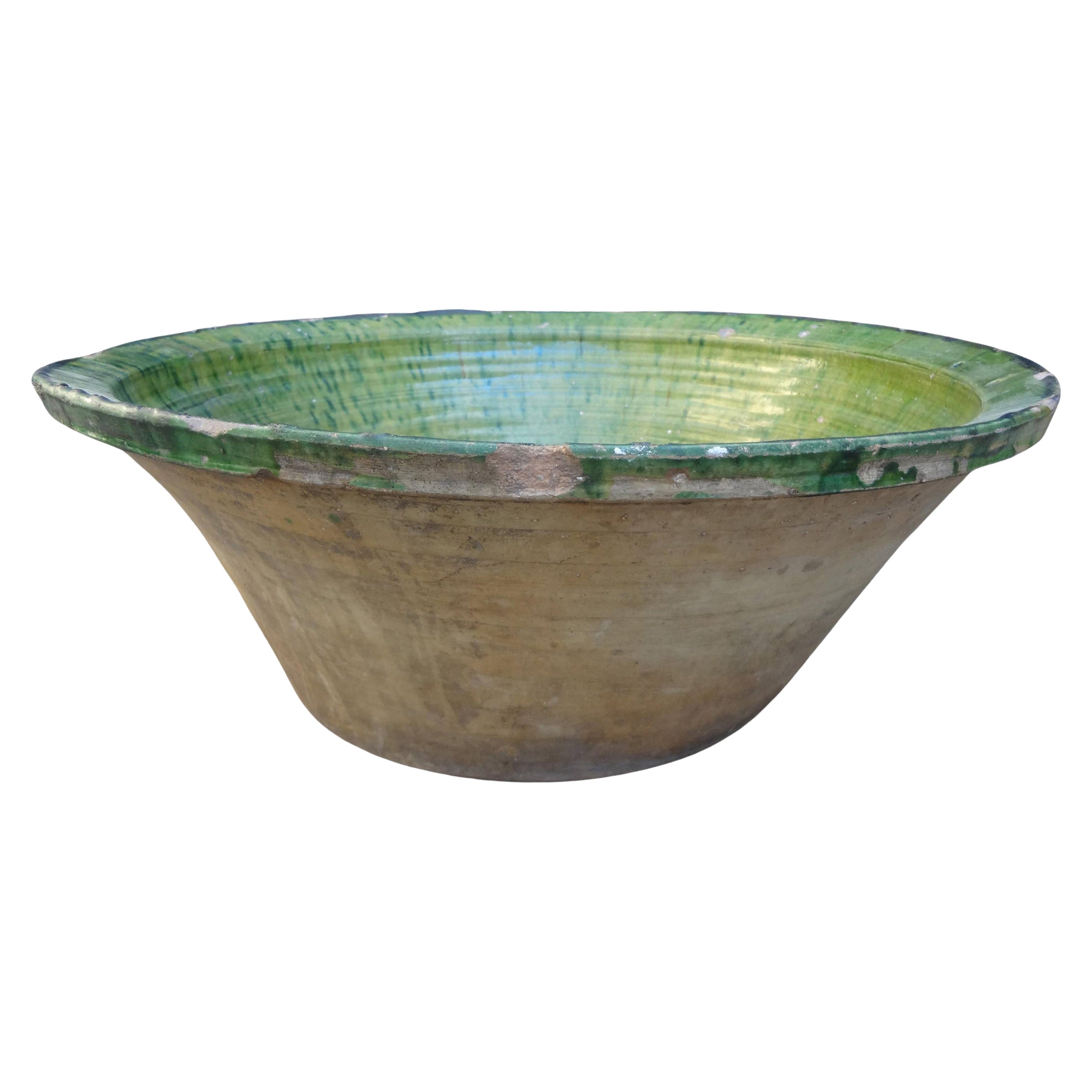 Large Late 18th-Early 19th Century French Pottery Dough Bowl