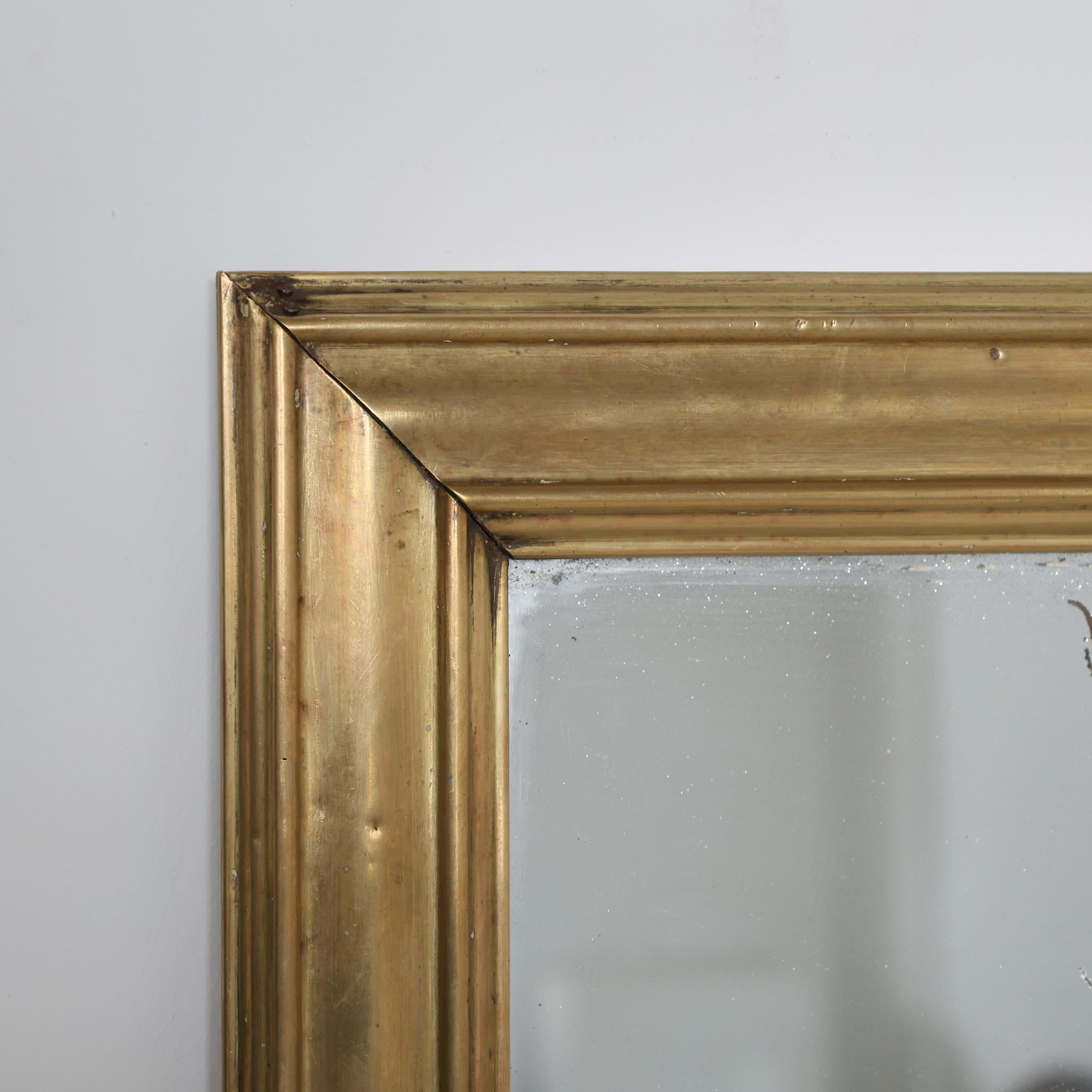 Large Late 19th C. Mercury Brass Bistro Mirror For Sale 5
