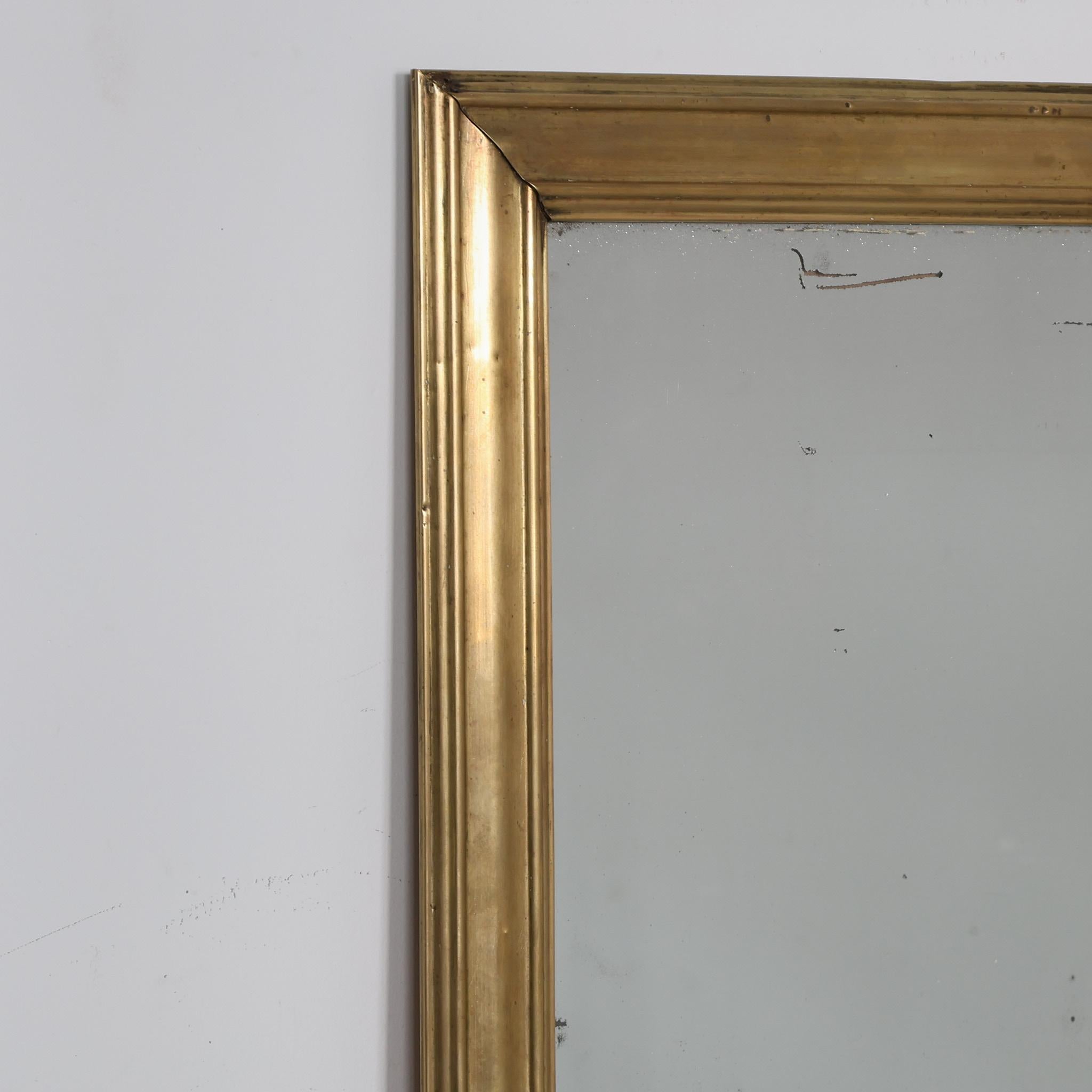 Large Late 19th C. Mercury Brass Bistro Mirror In Good Condition For Sale In London, GB