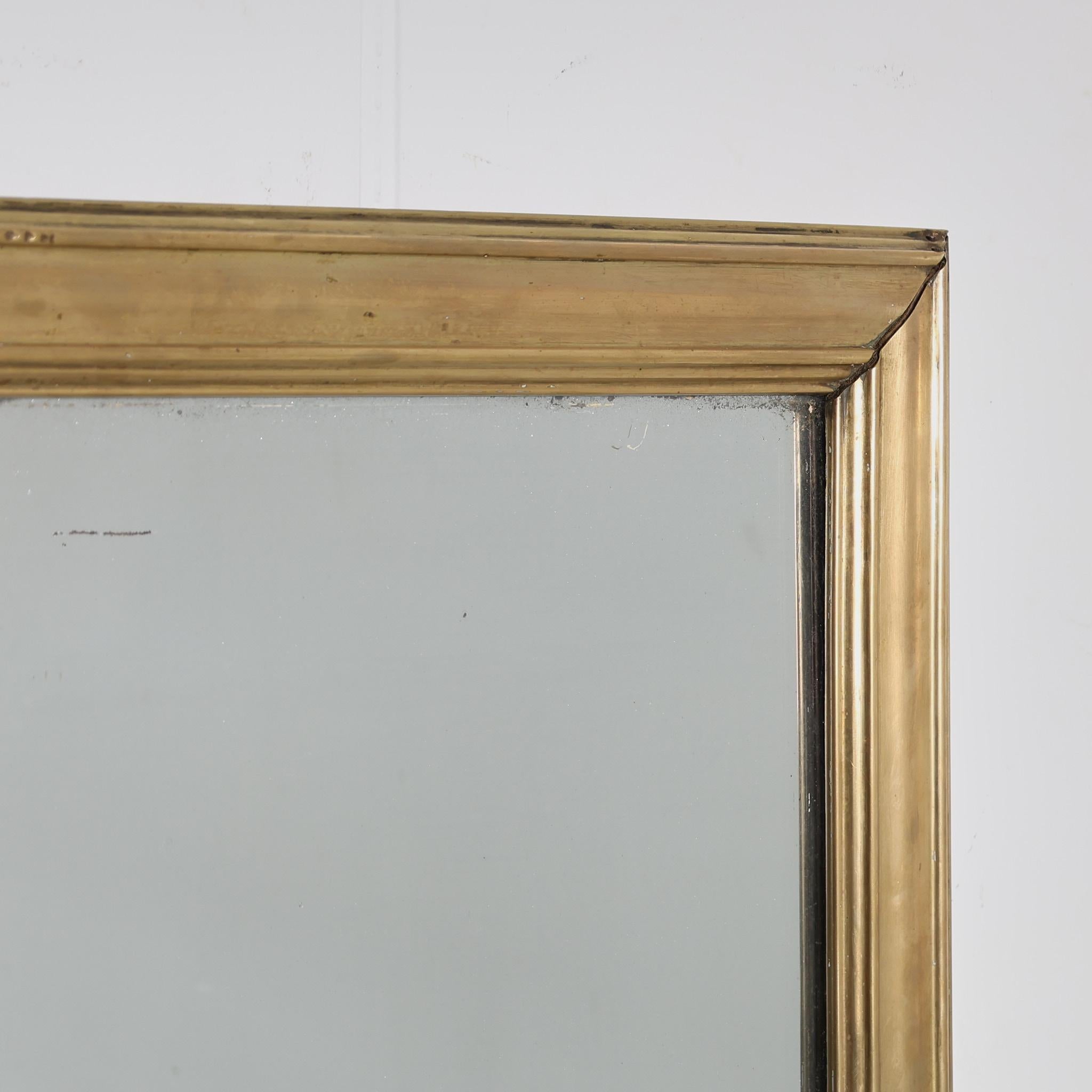 Large Late 19th C. Mercury Brass Bistro Mirror For Sale 4