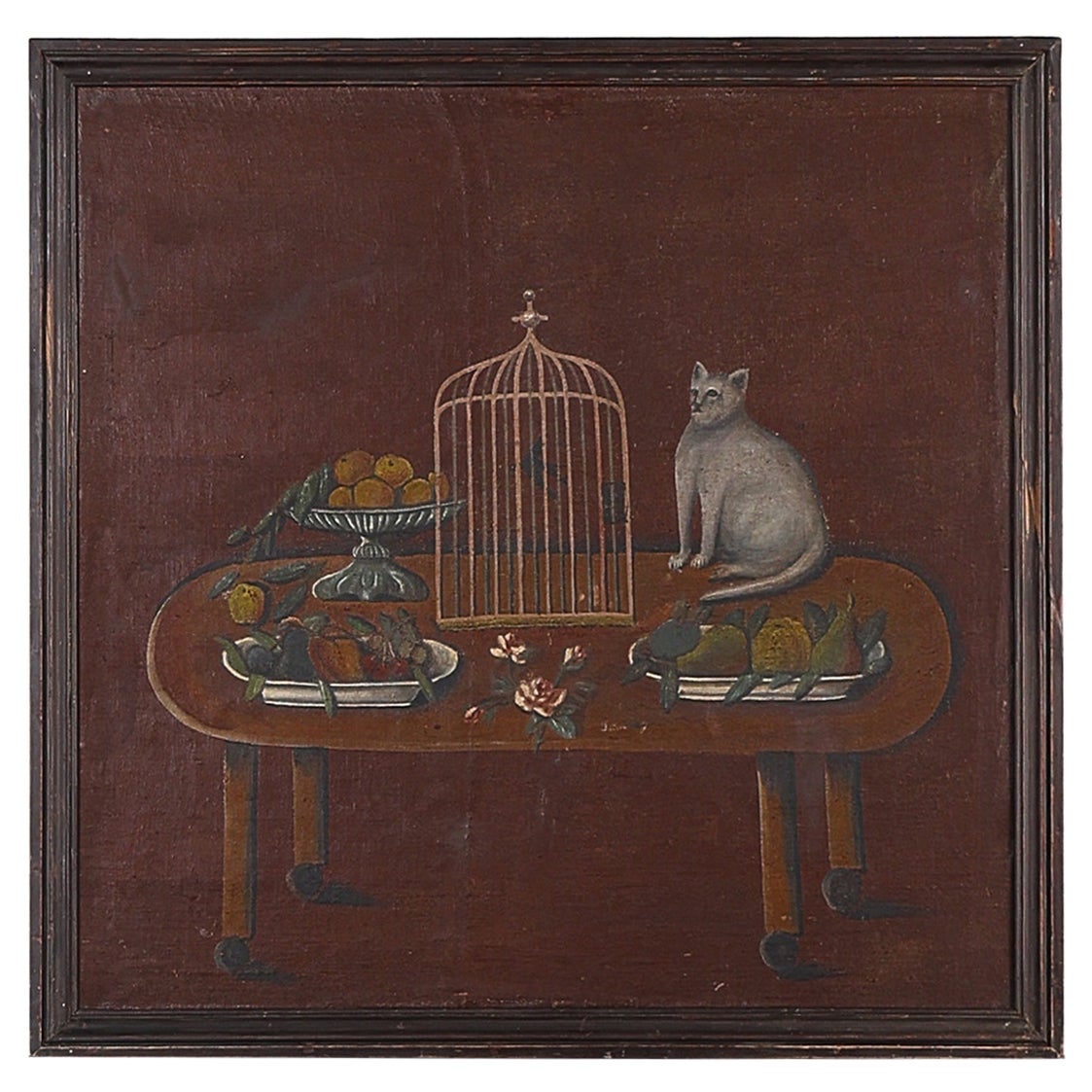 Large Late 19th C. Naive French Oil On Canvas For Sale