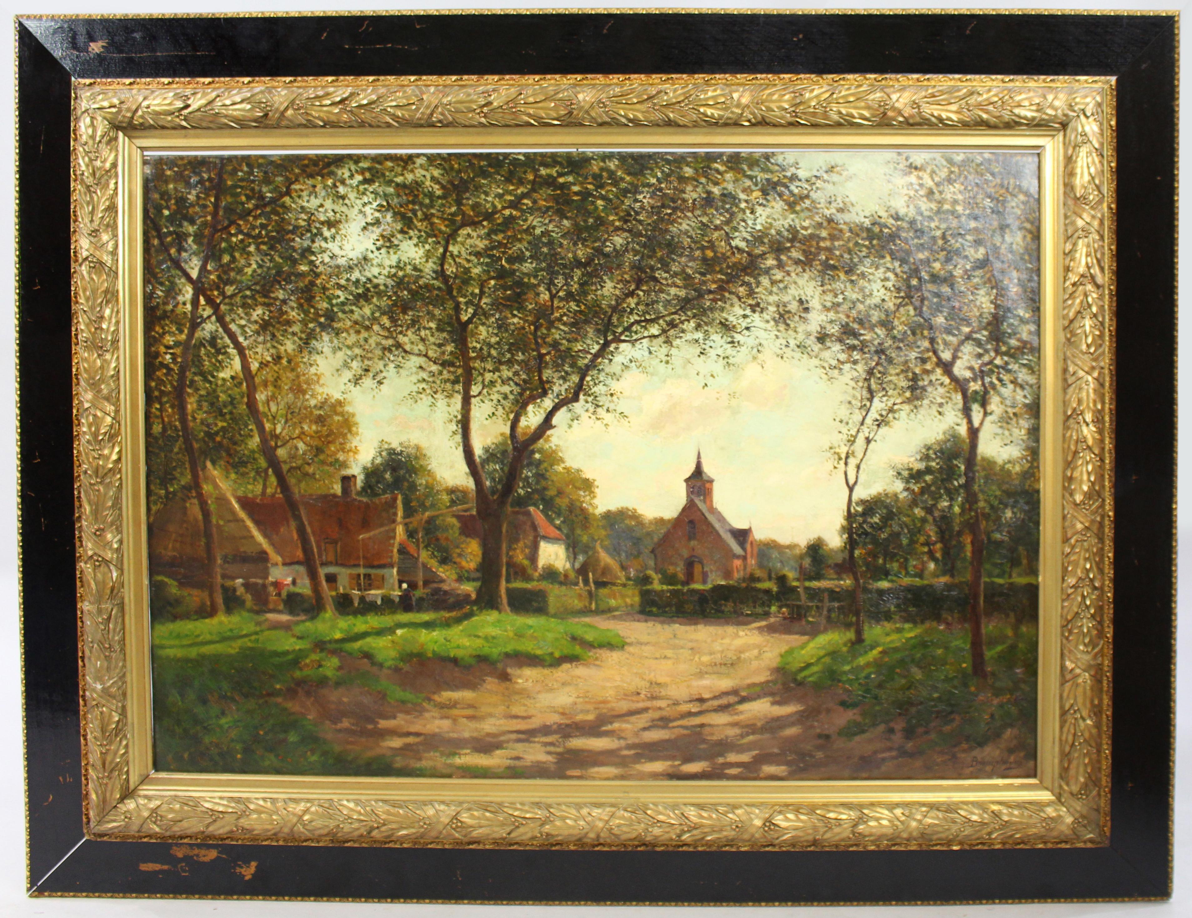 Large late 19th c. village landscape oil on canvas


Period English, late 19th c.,

Medium Oil on canvas

Frame size 131 x 103 cm / 51 1/2 x 40 1/2 in

Signed Signed by the artist to the bottom right, unattributed

Frame Set in original