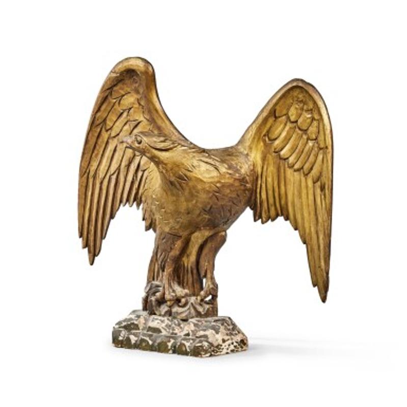 American Craftsman Large Late 19th Century American Carved Giltwood Eagle Sculpture For Sale