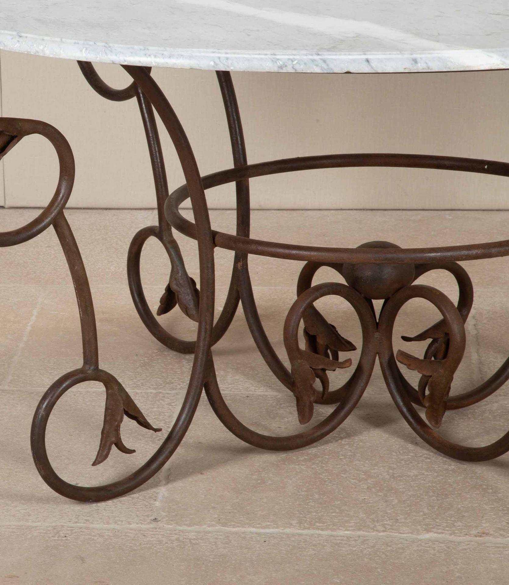 Large Late 19th Century Art Nouveau Wrought Iron and Marble Table For Sale 7