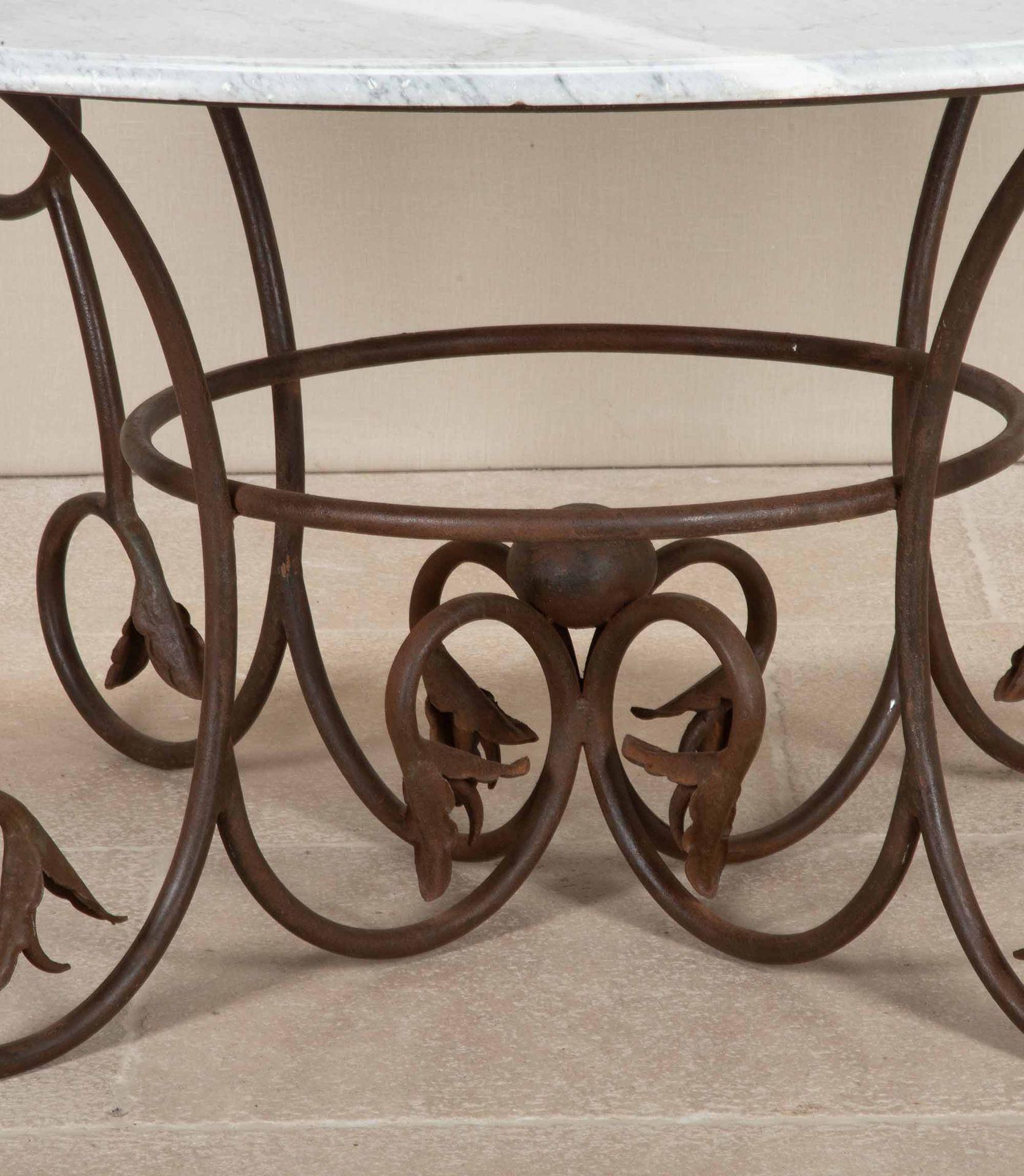 Large Late 19th Century Art Nouveau Wrought Iron and Marble Table For Sale 8