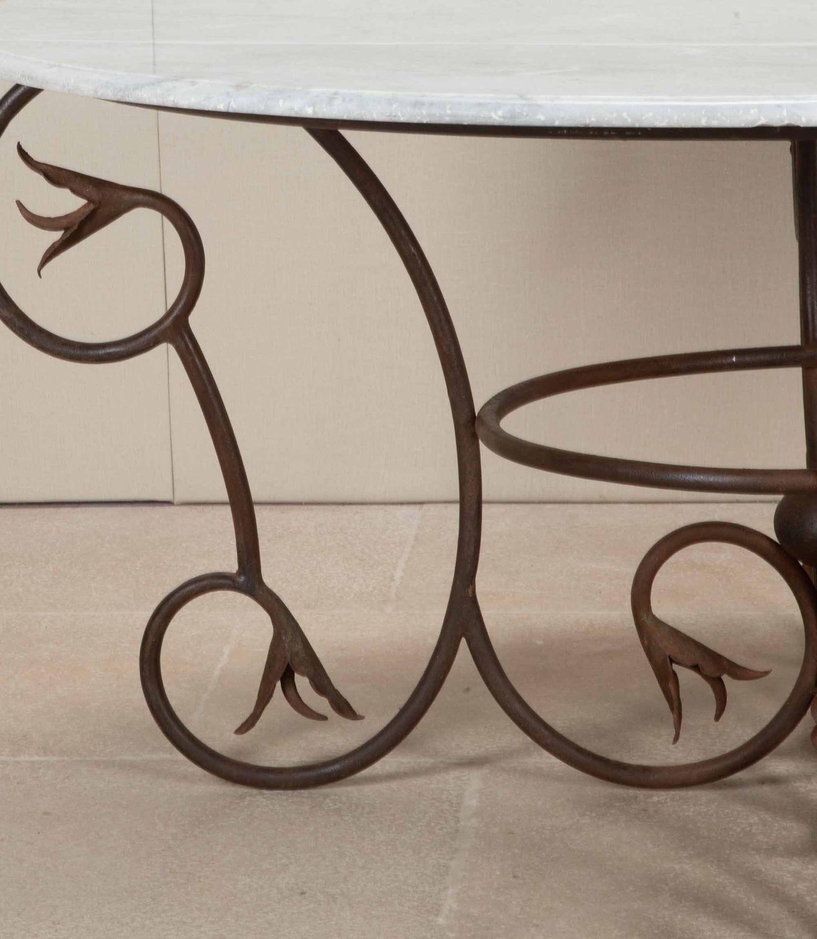 Large Late 19th Century Art Nouveau Wrought Iron and Marble Table For Sale 9