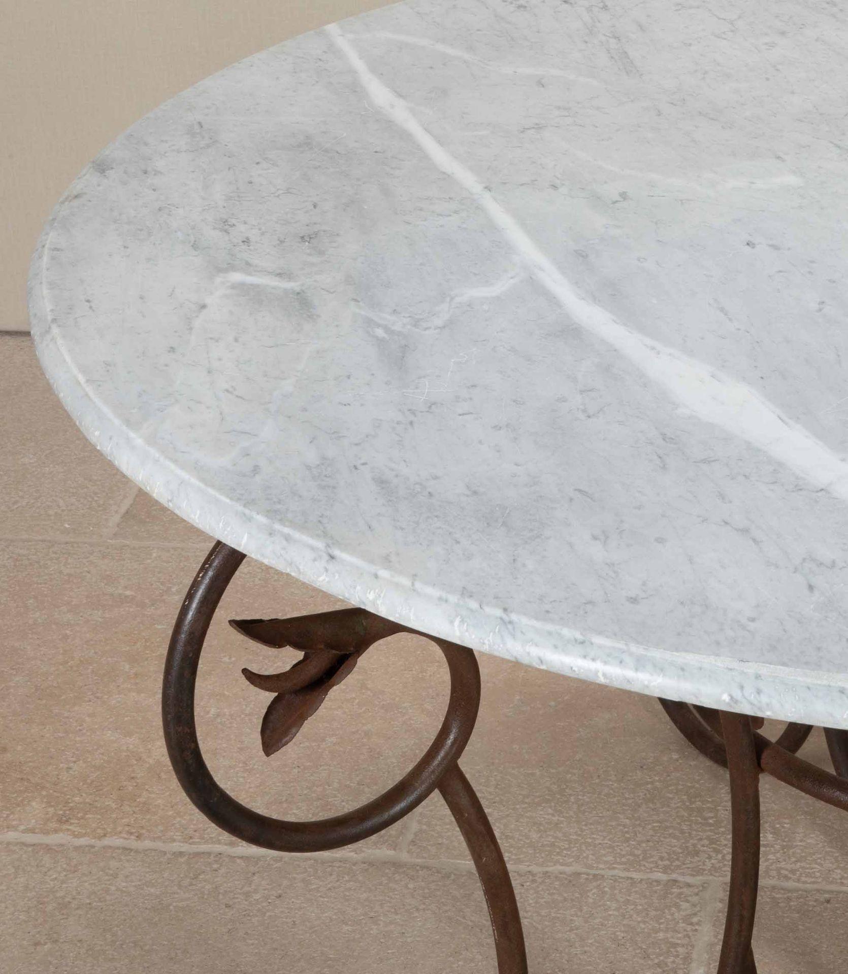 Large Late 19th Century Art Nouveau Wrought Iron and Marble Table For Sale 2