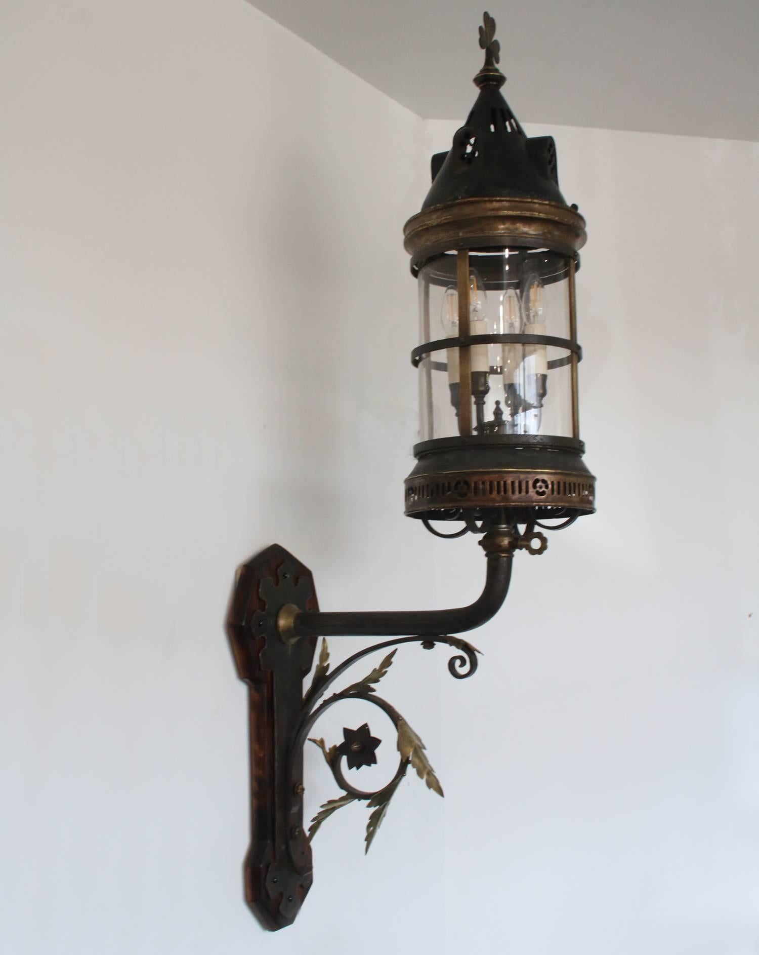 Arts and Crafts Large Late 19th Century Arts & Crafts Wall Lantern For Sale