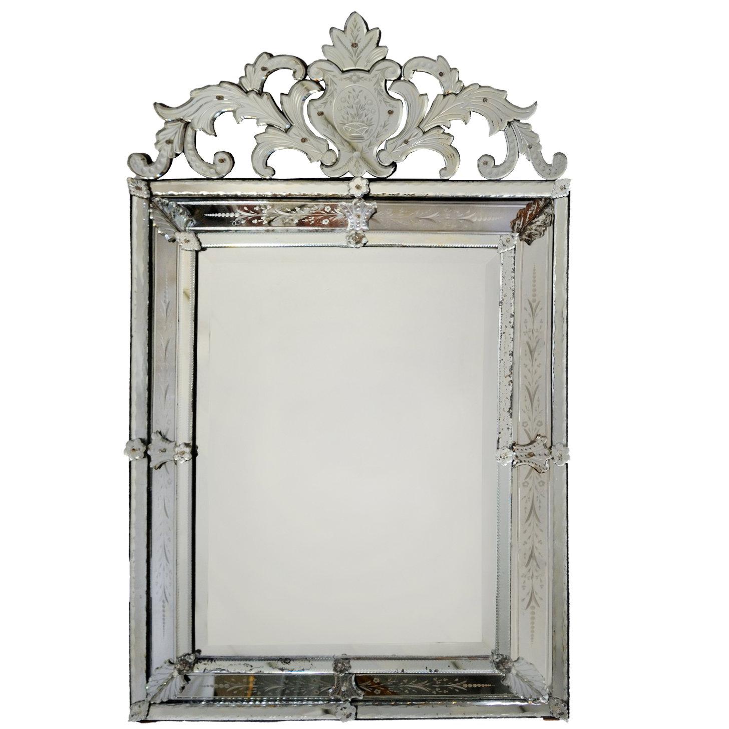 Large Late 19th Century Bevelled Venetian Mirror, circa 1895 For Sale