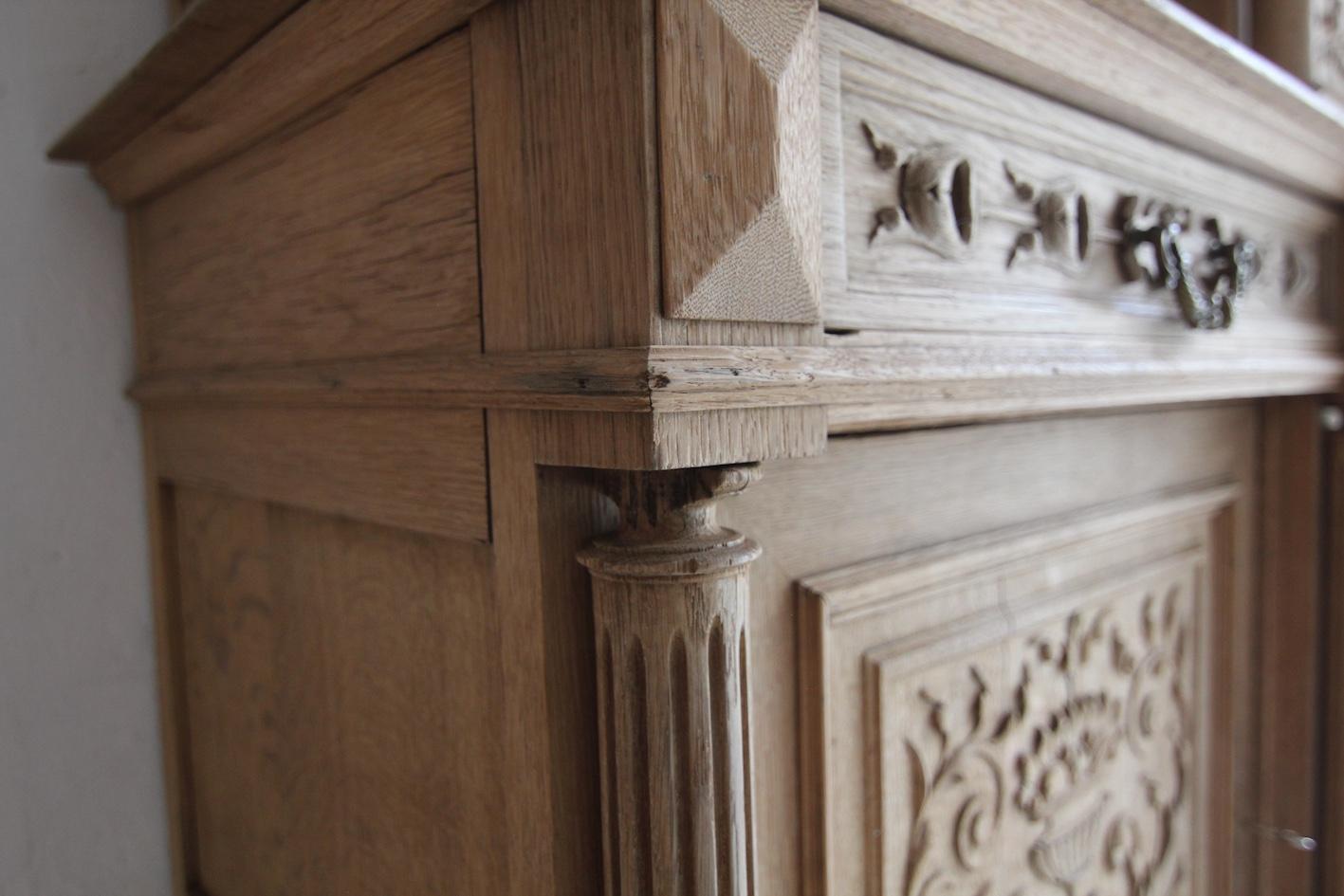 Large Late 19th Century Bleached Oak Buffet Cabinet For Sale 12