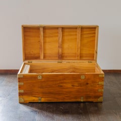 Large Late 19th Century Brass Bound Camphor Wood Trunk