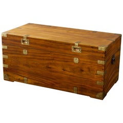 Used Large Late 19th Century Brass Bound Camphor Wood Trunk