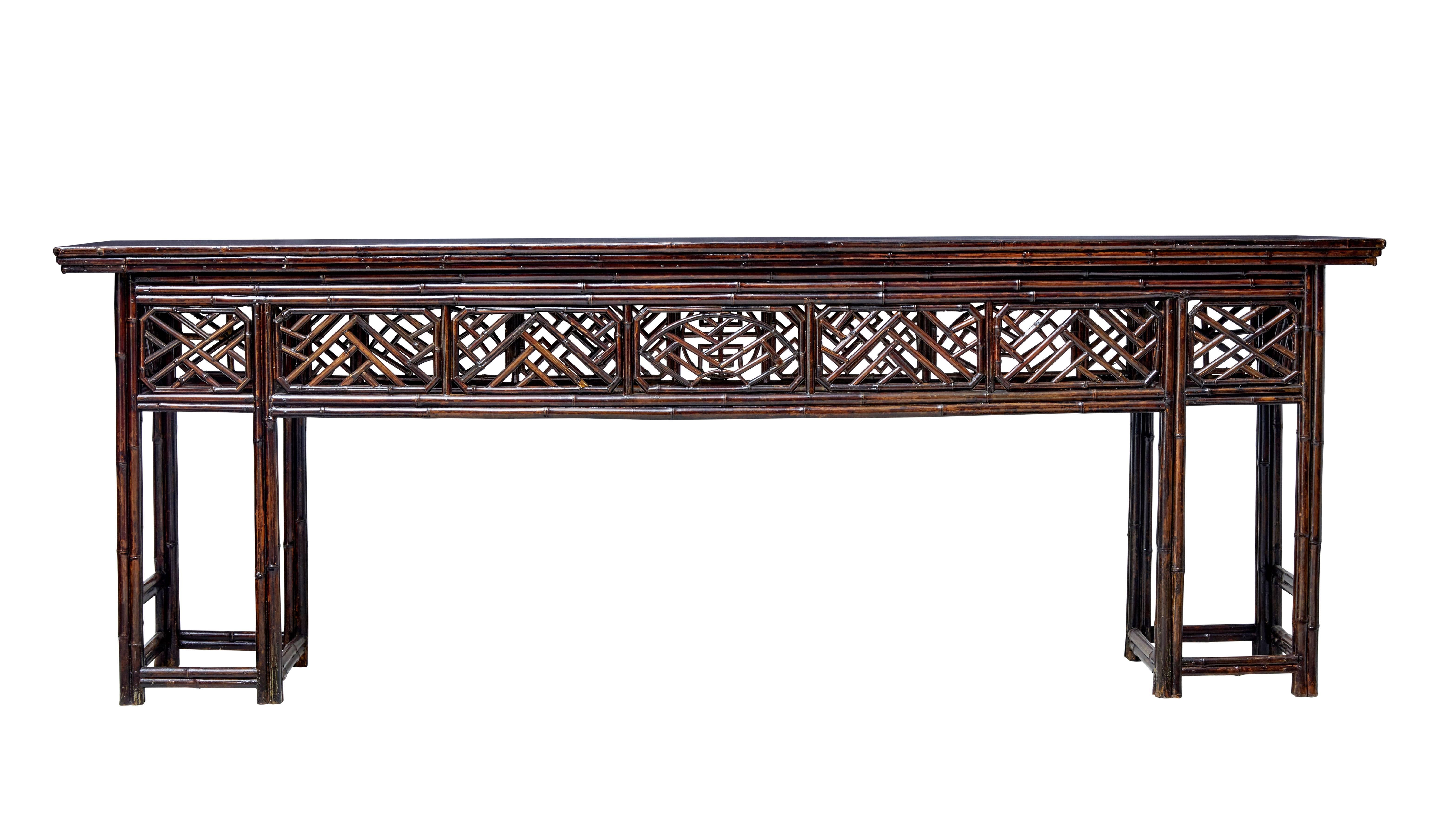 Chinese Export Large Late 19th Century Chinese Cane and Lacquer Consol Table