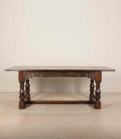 Large Late 19th Century English Oak Refectory Table