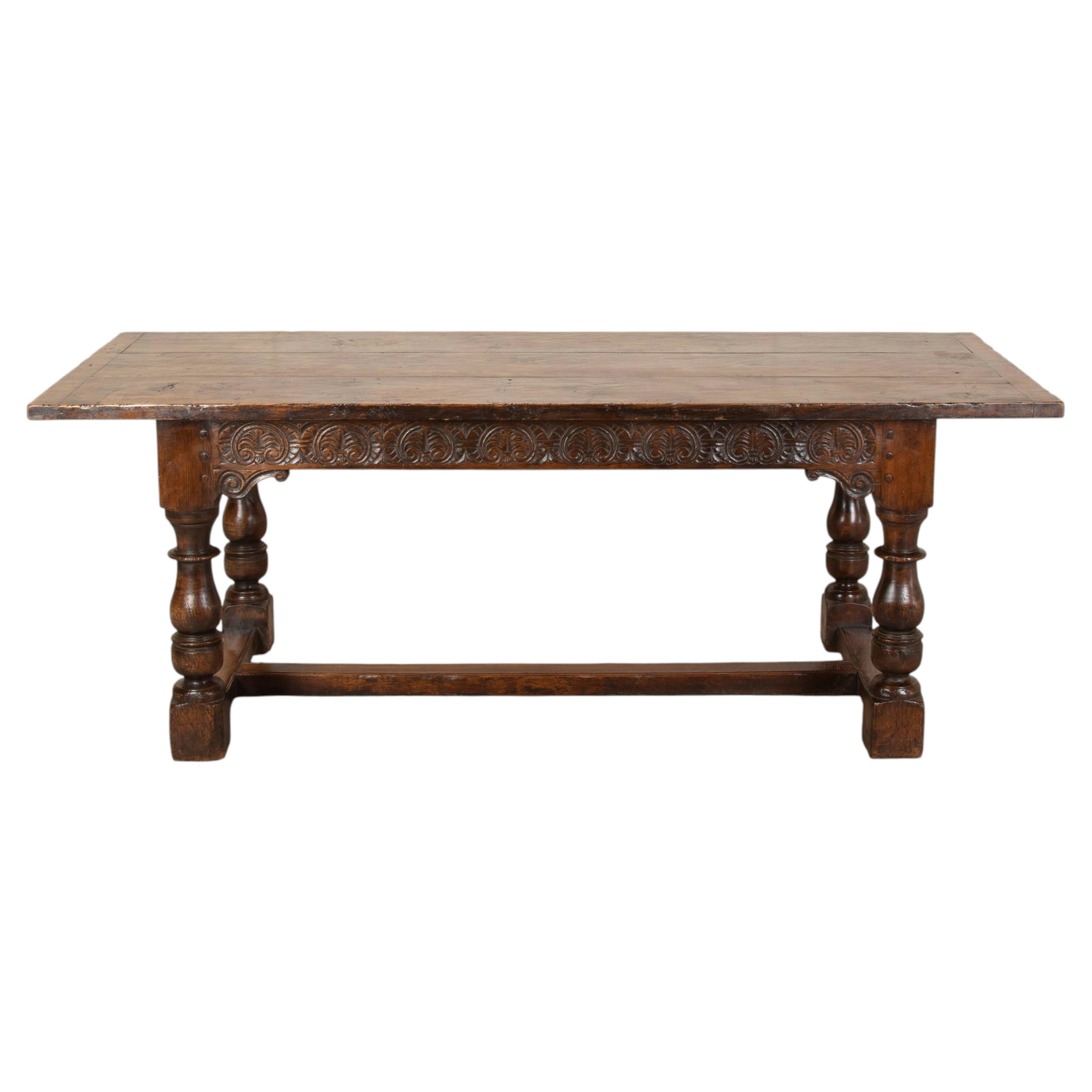 Large Late 19th Century English Oak Refectory Table