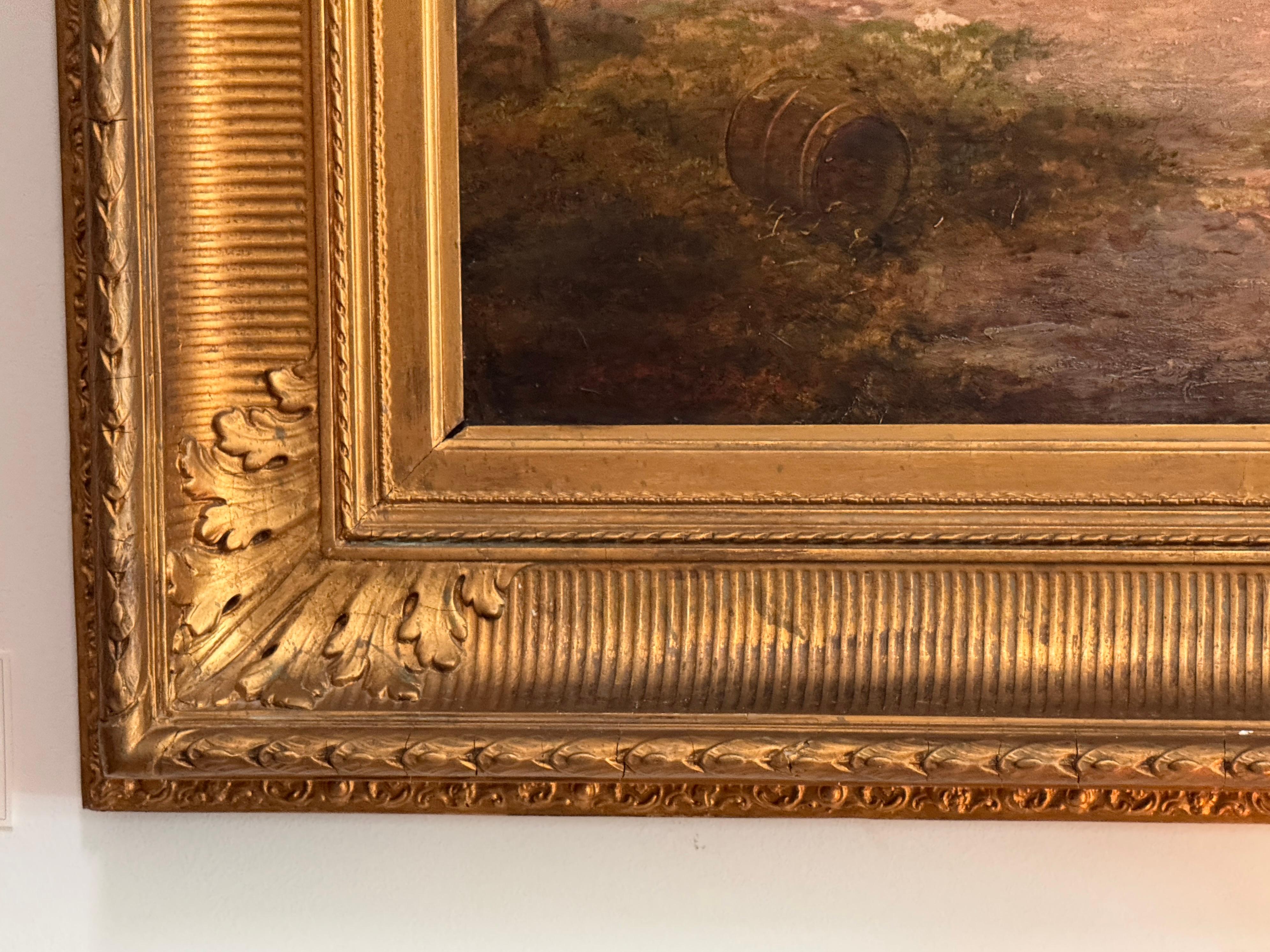 Britannique Grande peinture de paysage à l'huile anglaise de la fin du 19e siècle en vente