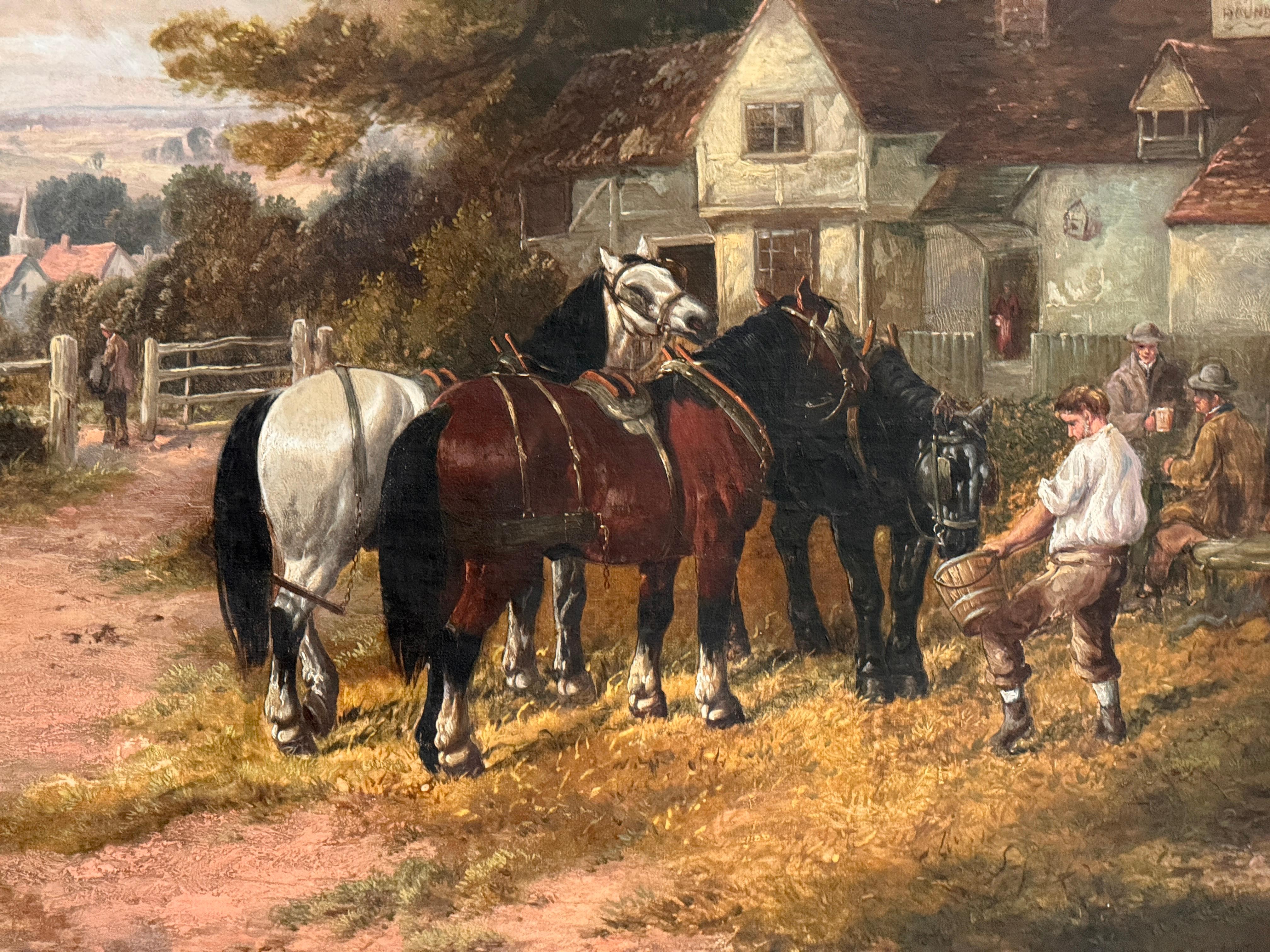 XIXe siècle Grande peinture de paysage à l'huile anglaise de la fin du 19e siècle en vente