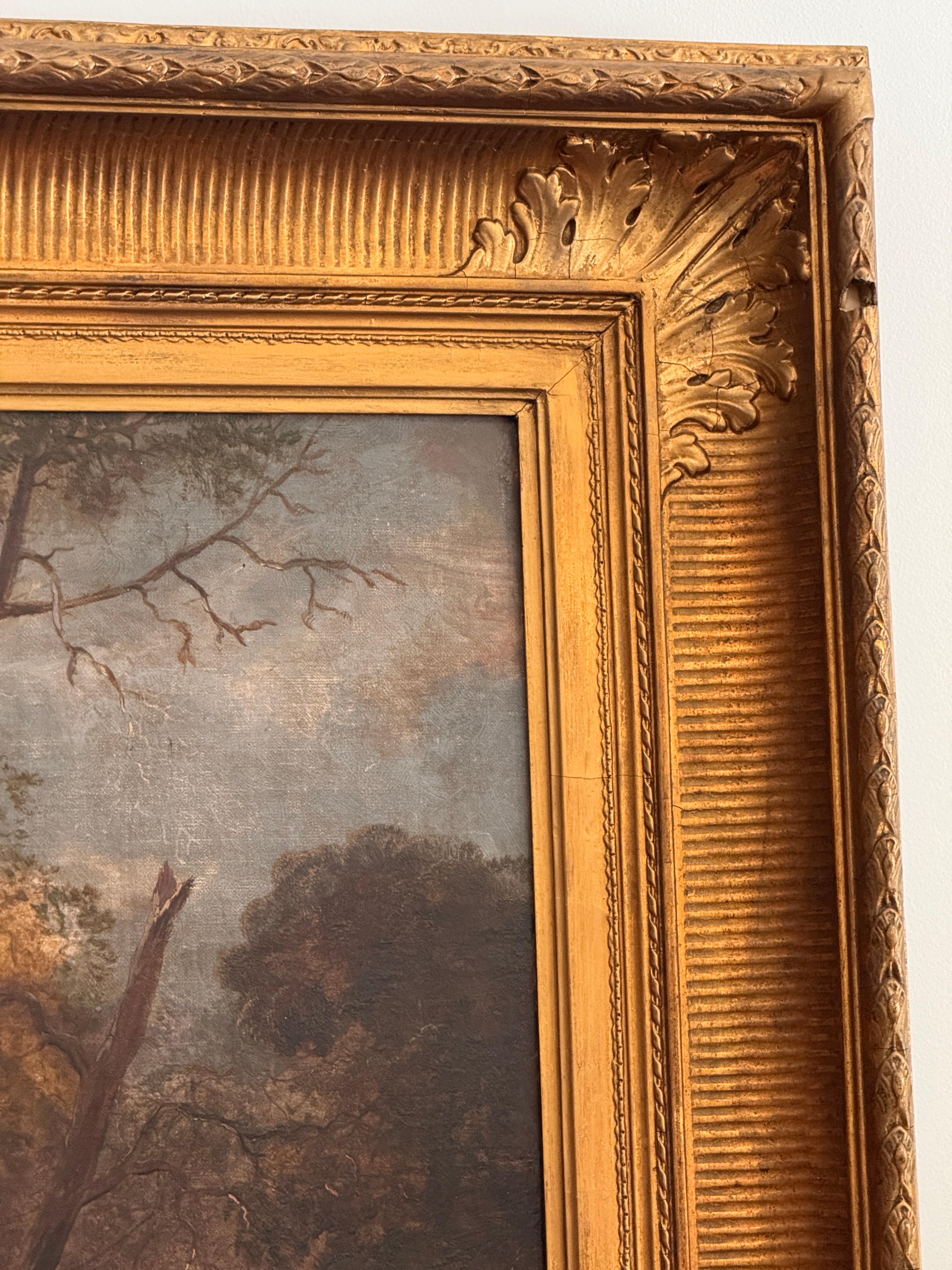 Grande peinture de paysage à l'huile anglaise de la fin du 19e siècle en vente 2