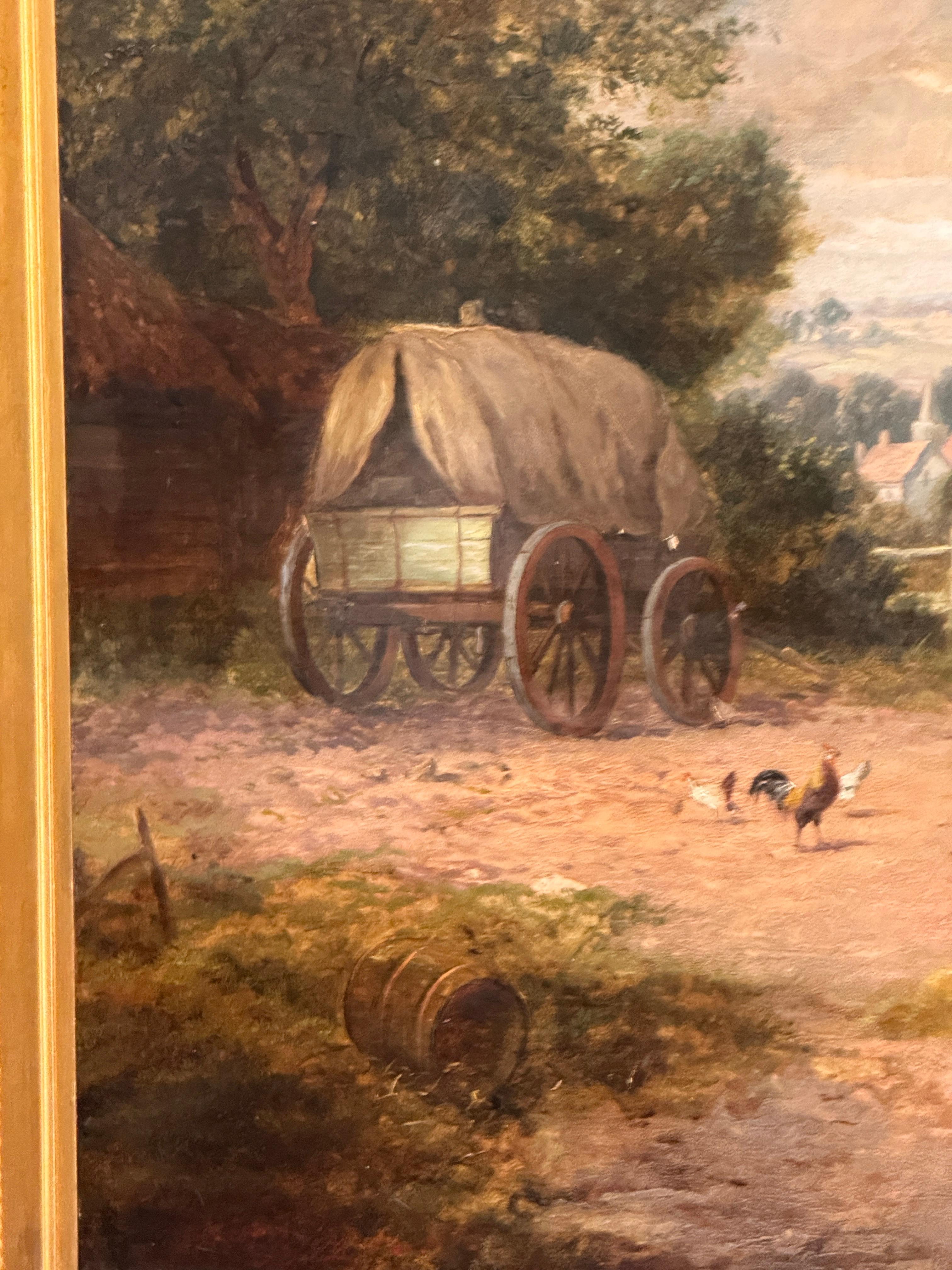 Grande peinture de paysage à l'huile anglaise de la fin du 19e siècle en vente 3